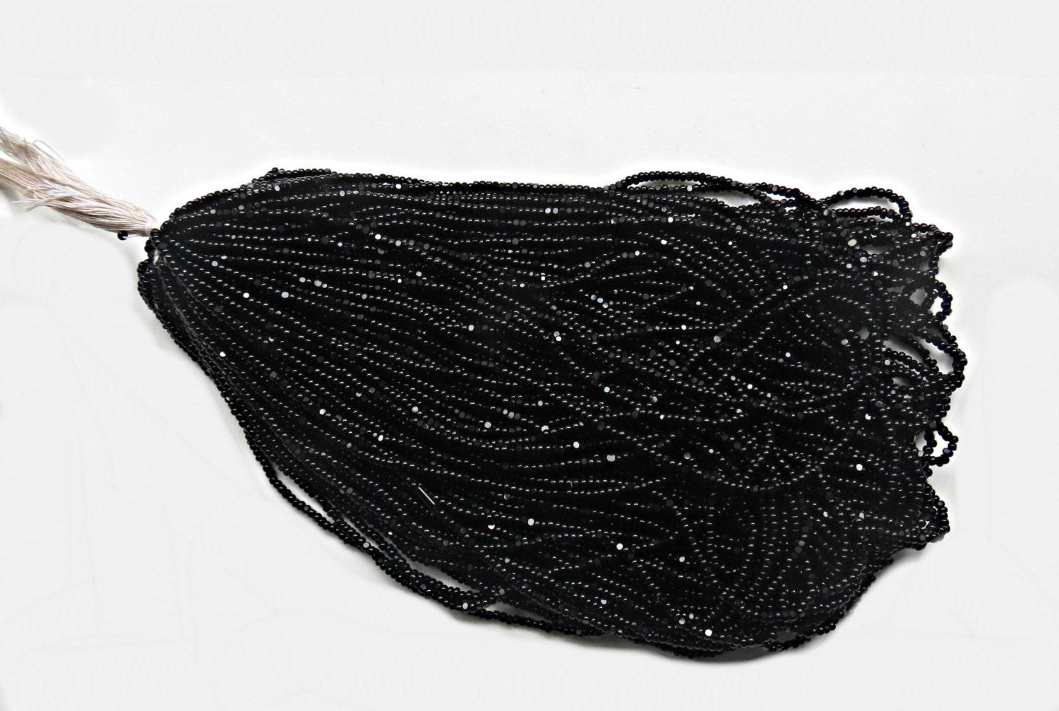 13/0 Charlotte True Cut Beads Jet Black Hanks 1/5/25/50/100 Hanks 1.6mm glass beads, jewelry supply, findings, craft supply, vintage rare