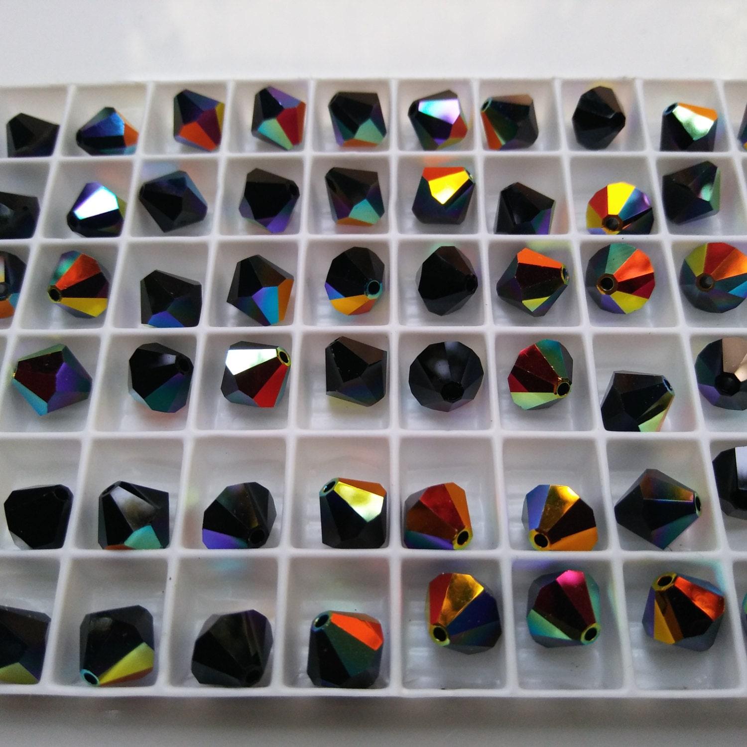 6/8 MM Jet Aurore Boreale Swarovski Bicone 16 Cuts 6/12/24/36/72/144/288 Pieces (280)