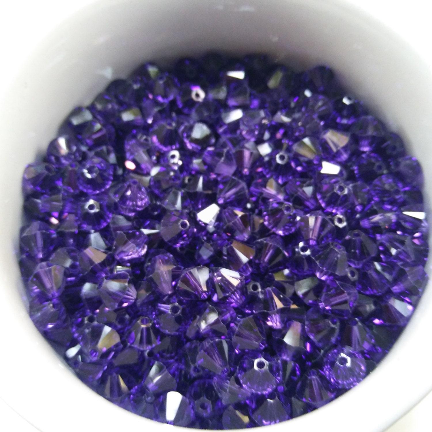 4/6MM Purple Velvet Swarovski Bicone Beads 20 Gross / 50 Gross (277) rare beads, jewelry supplies, embroidery materials, vintage supply