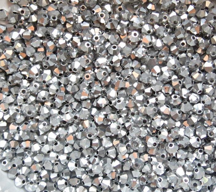 4/5mm Swarovski Crystal Metallic Crystal Comet Argent Light 2X FC Bicone beads 12/36/72/144/432/720 Pieces wedding embellishments, couture