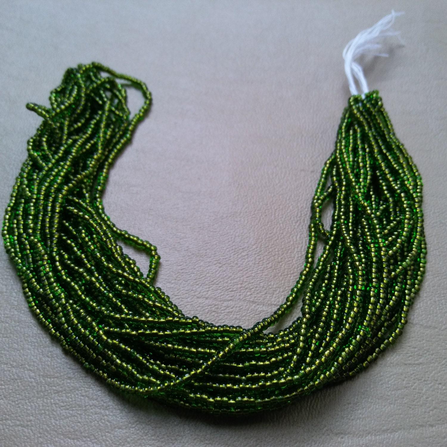 11/0 Czech Seed Bead Peridot Transparent Copper Lined 1/5/25/50/100 Full hanks Preciosa Ornella loose beads, embroidery materials