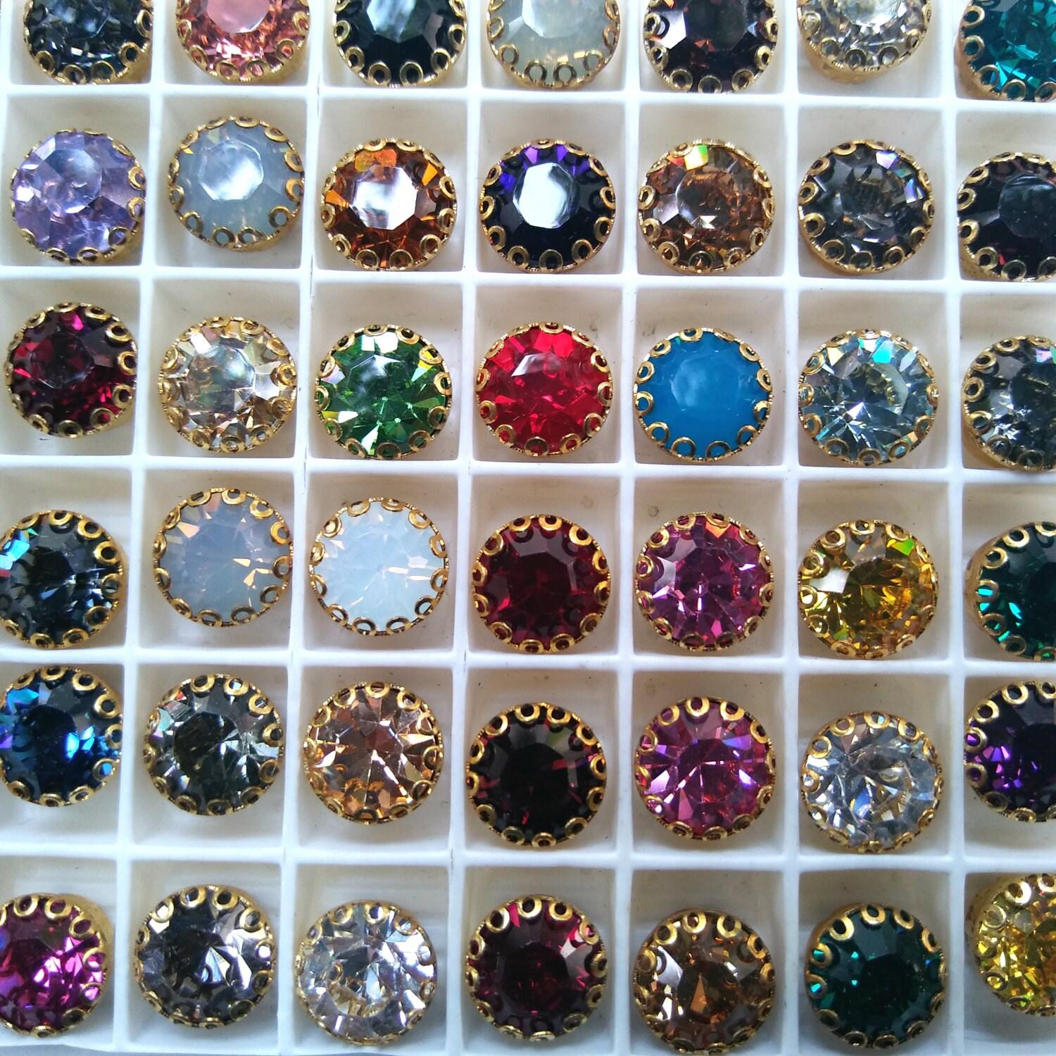 Swarovski 39ss Vintage Clips Sewon 27 Crystal Colors 4 Hole Sliders 6/12/24/100 Pieces BRASS SETTINGS embroidery materials craft vintage