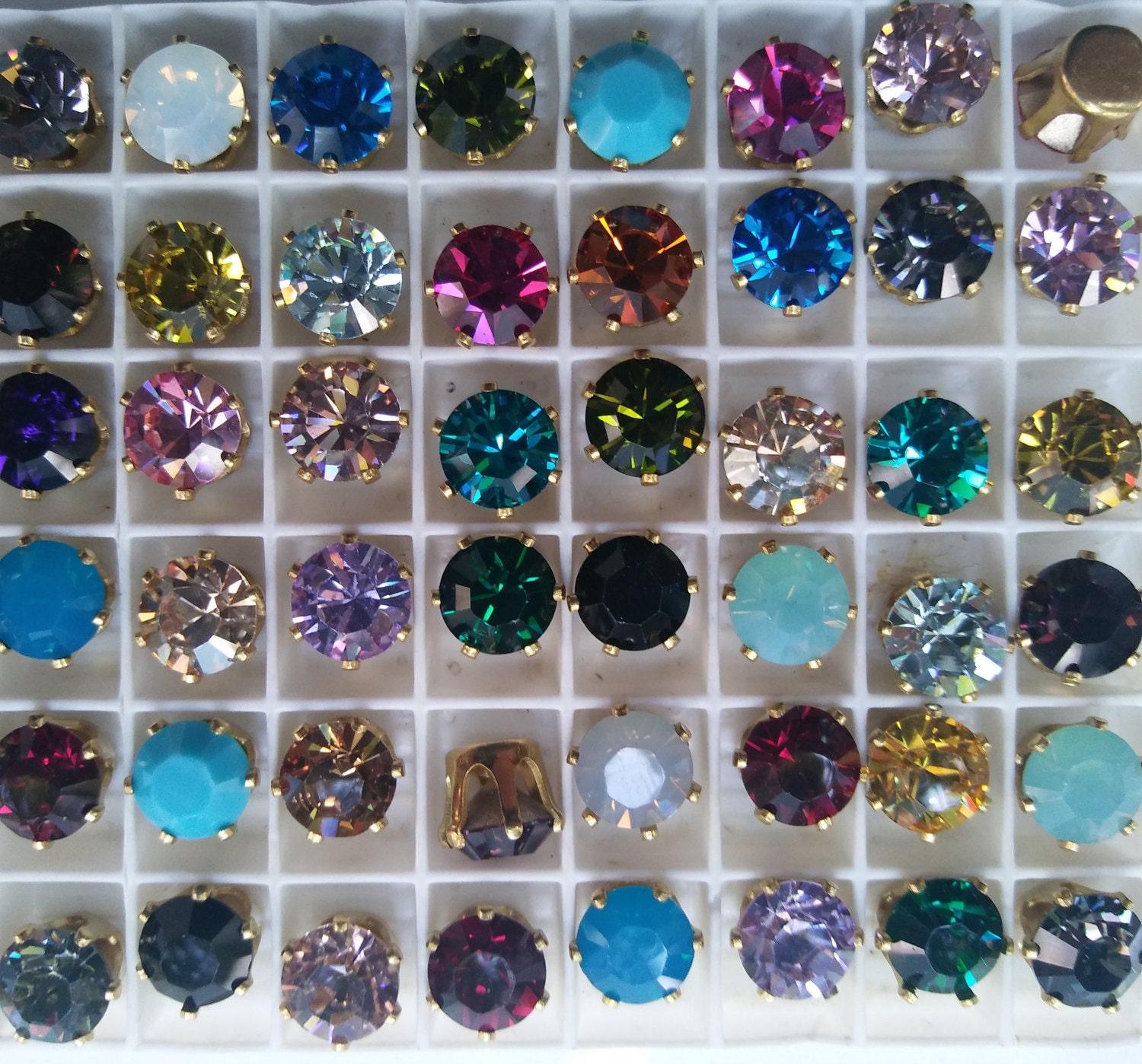 Swarovski 39ss Vintage Clips (31 Crystal Colors) 6/12/24/100 Pieces Brass/Vintage Black Settings