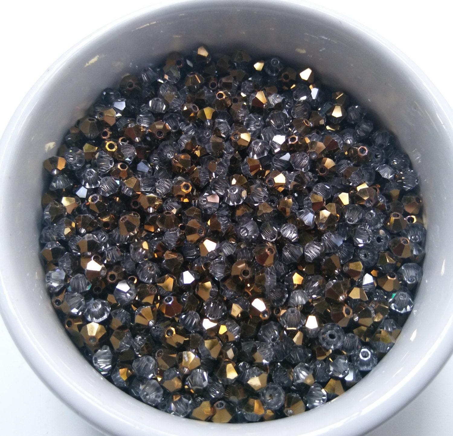 Swarovski (4mm) Crystal Dorado Bicones 36/72/144/432/720 Pieces jewelry making, craft supplies, embroidery materials, gold grey rare beads