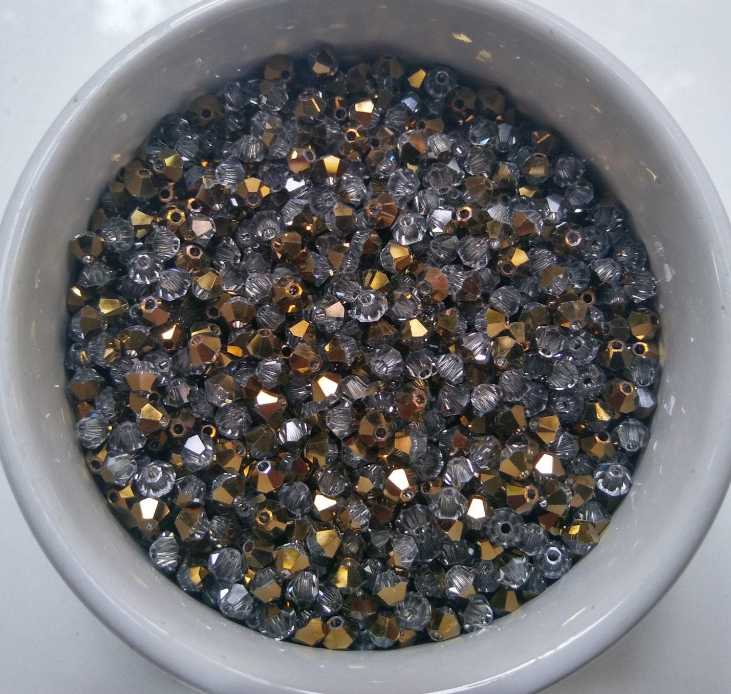 Swarovski (4mm) Crystal Dorado Bicones 36/72/144/432/720 Pieces jewelry making, craft supplies, embroidery materials, gold grey rare beads