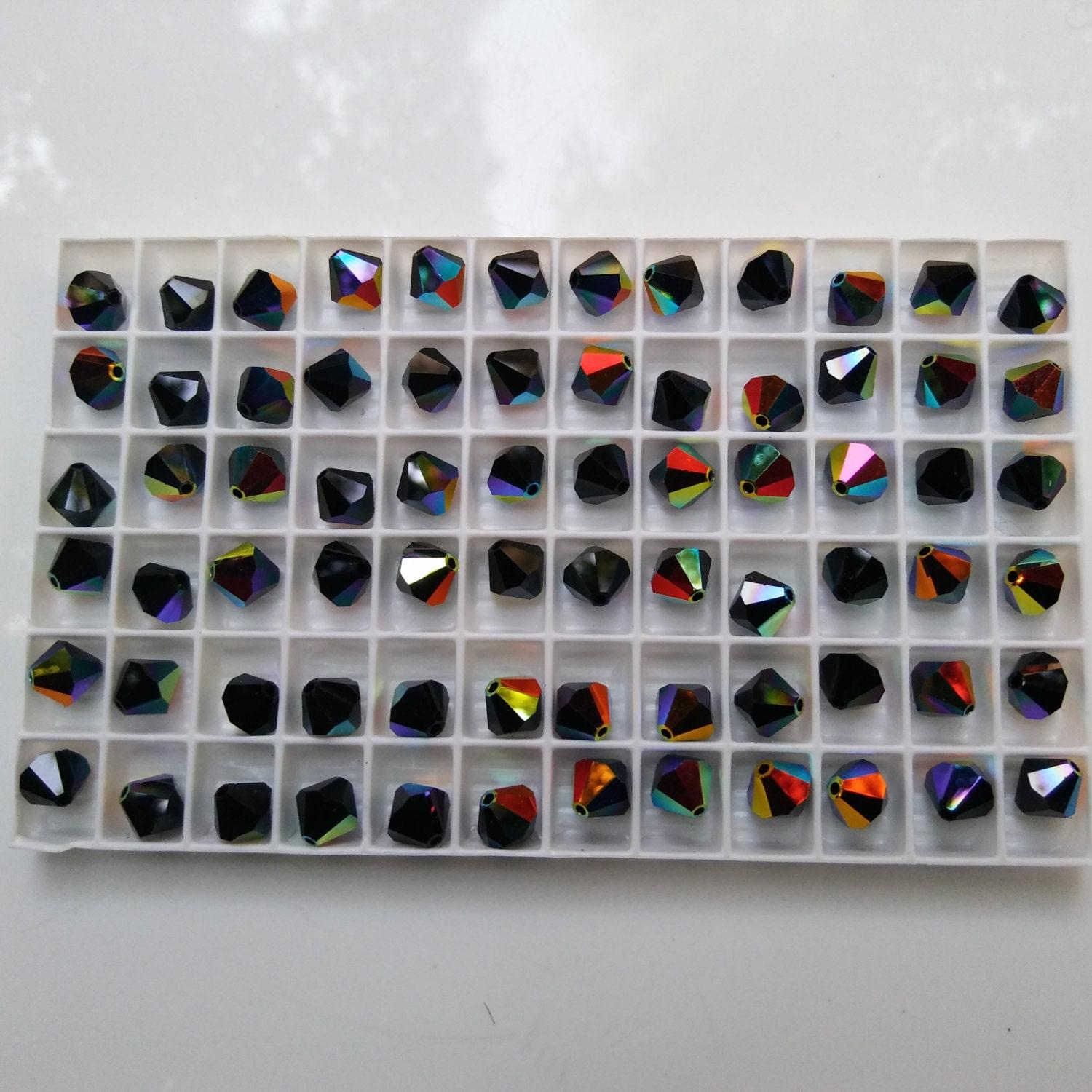 6/8 MM Jet Aurore Boreale Swarovski Bicone 16 Cuts 6/12/24/36/72/144/288 Pieces (280)
