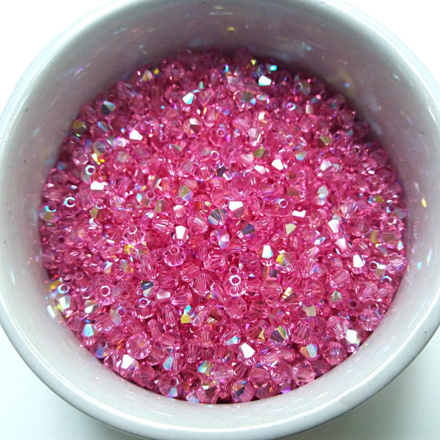 Swarovski (3/4mm) Rose AB Bicones beads 36/72/144/432/720 Pieces rainbow beads, rainbow beads, jewelry making, couture embellishments