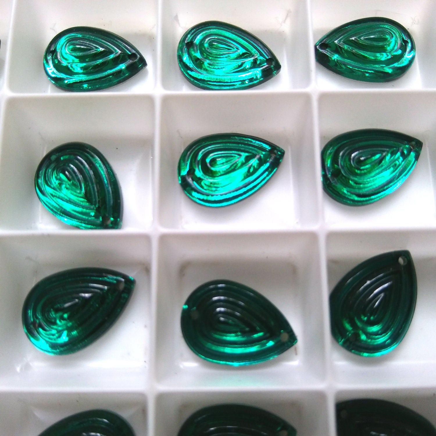 16x11mm Rare Vintage Swarovski Pear Swirl 2 HOLE Sew-On Rhinestones 2/6/12/36 pieces