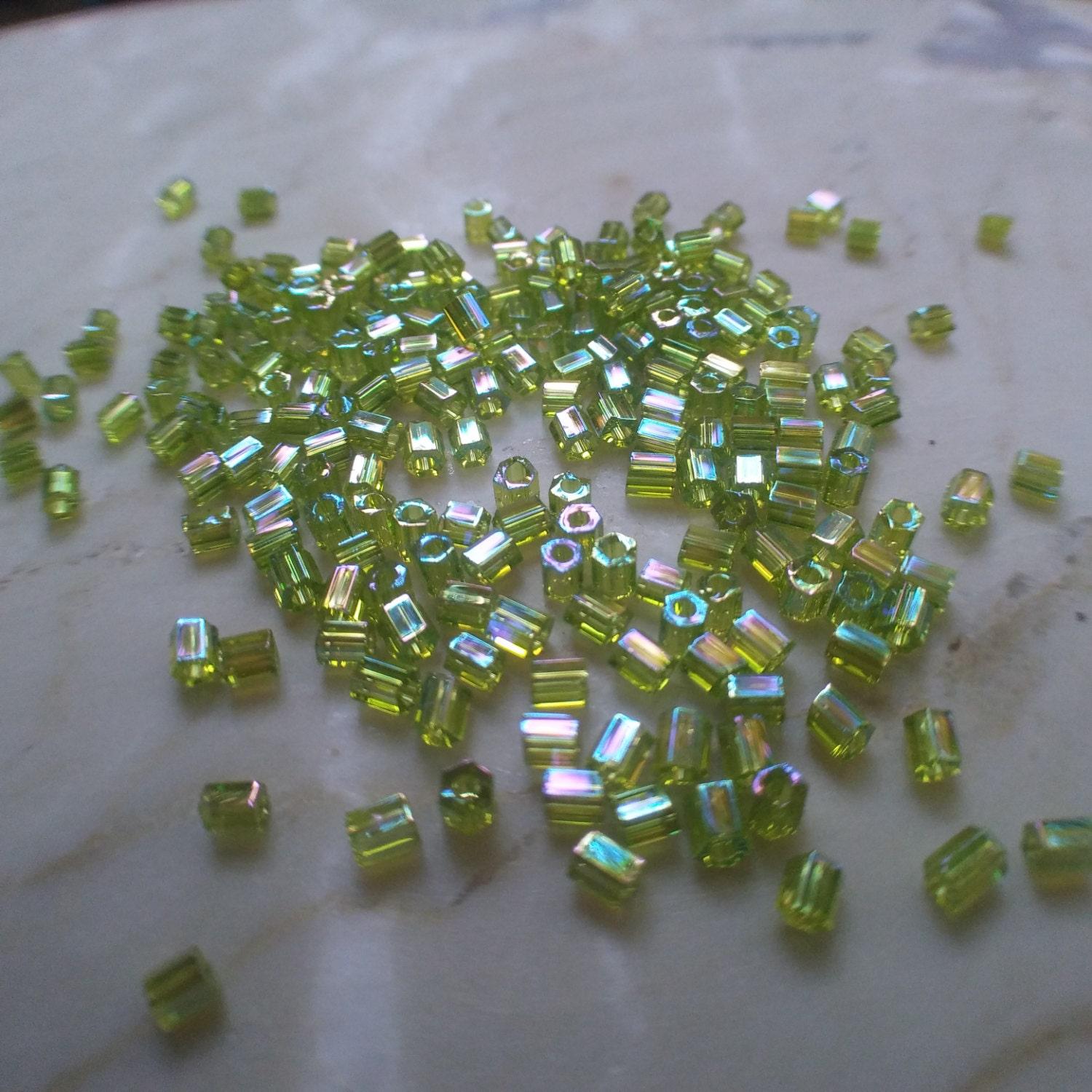 10/0 MATSUNO HEXAGON 2 Cuts Transparent Peridot Rainbow seed beads Vintage Japanese Beads 10/50/100/450 Grams