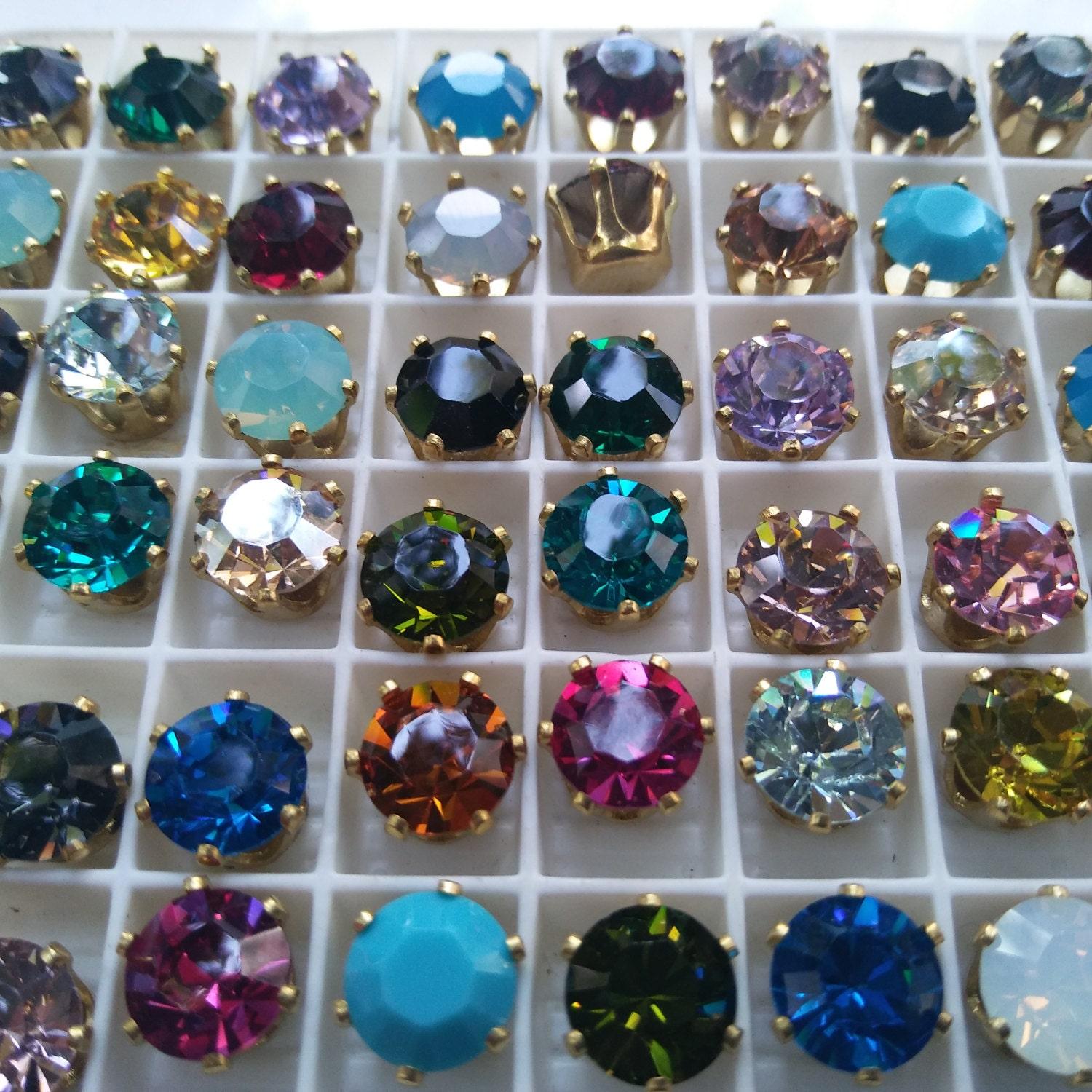 Swarovski 39ss Vintage Clips (31 Crystal Colors) 6/12/24/100 Pieces Brass/Vintage Black Settings