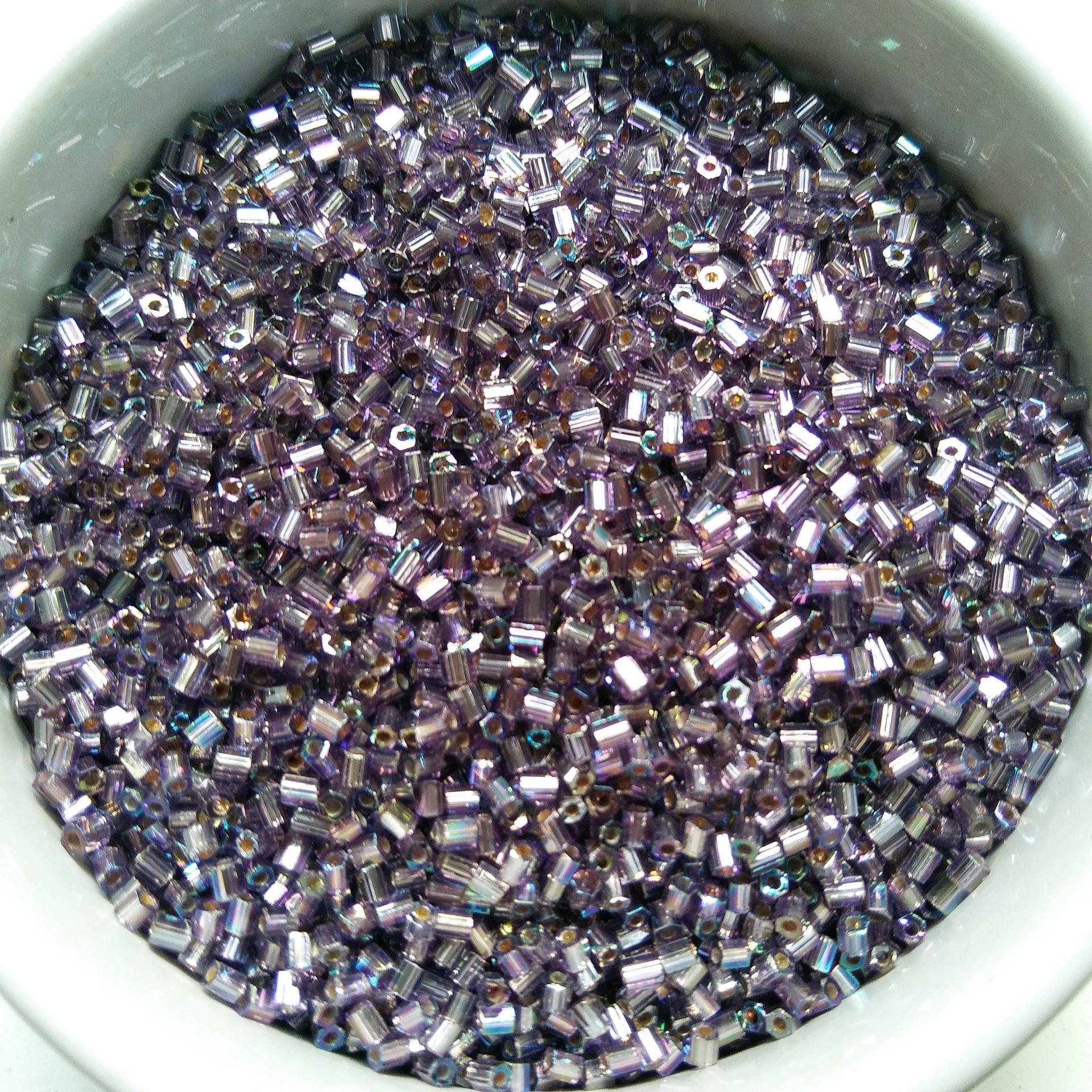 10/0 MATSUNO HEXAGON 2 Cuts Transparent Light Amethyst Silverlined Rainbow seed beads Japanese Beads 10/50/100/450Gms