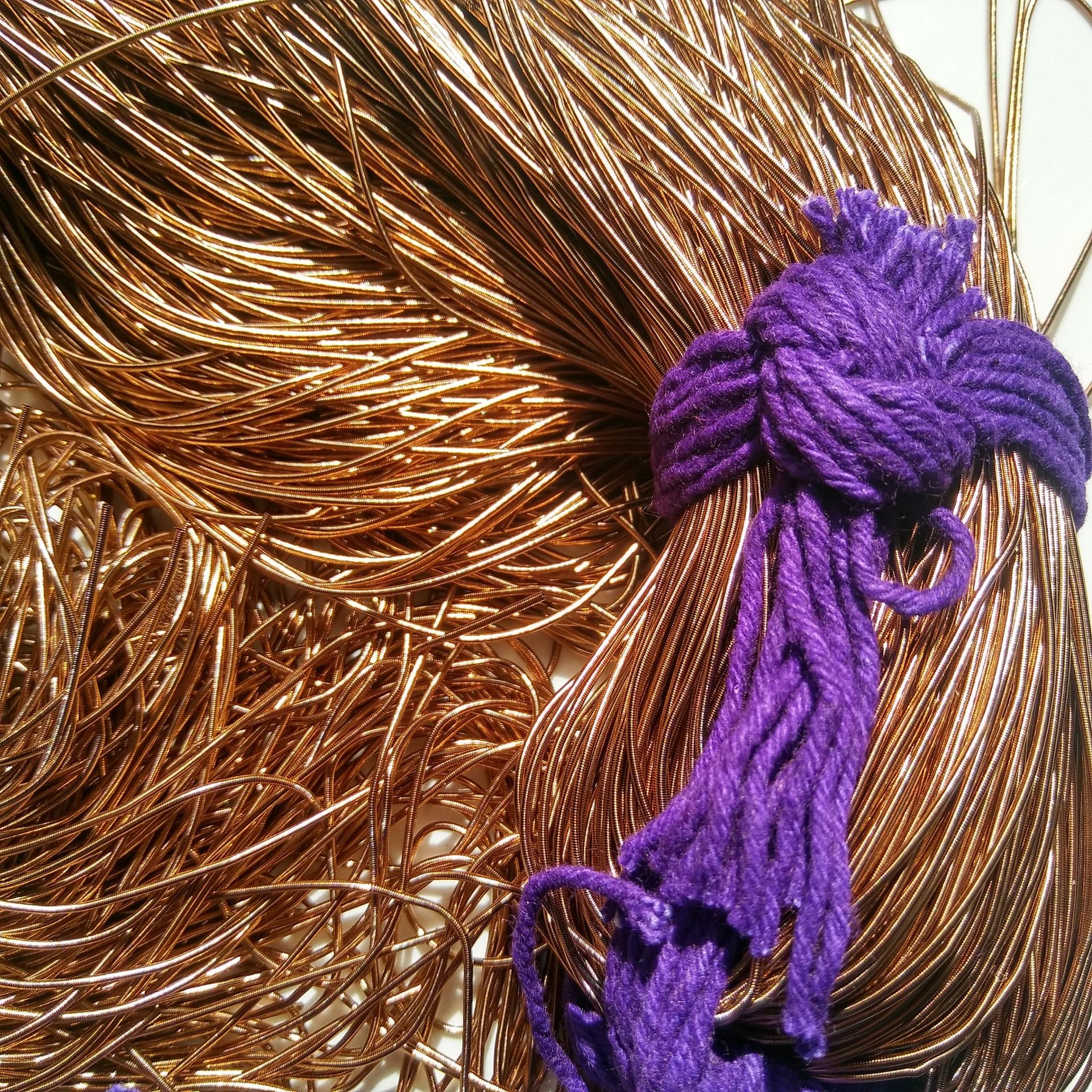 GOLDEN BROWN Metallic French Wire, Bullion Wire, Gimp Wire 50/100/200/400 Grams, embroidery materials, couture threads