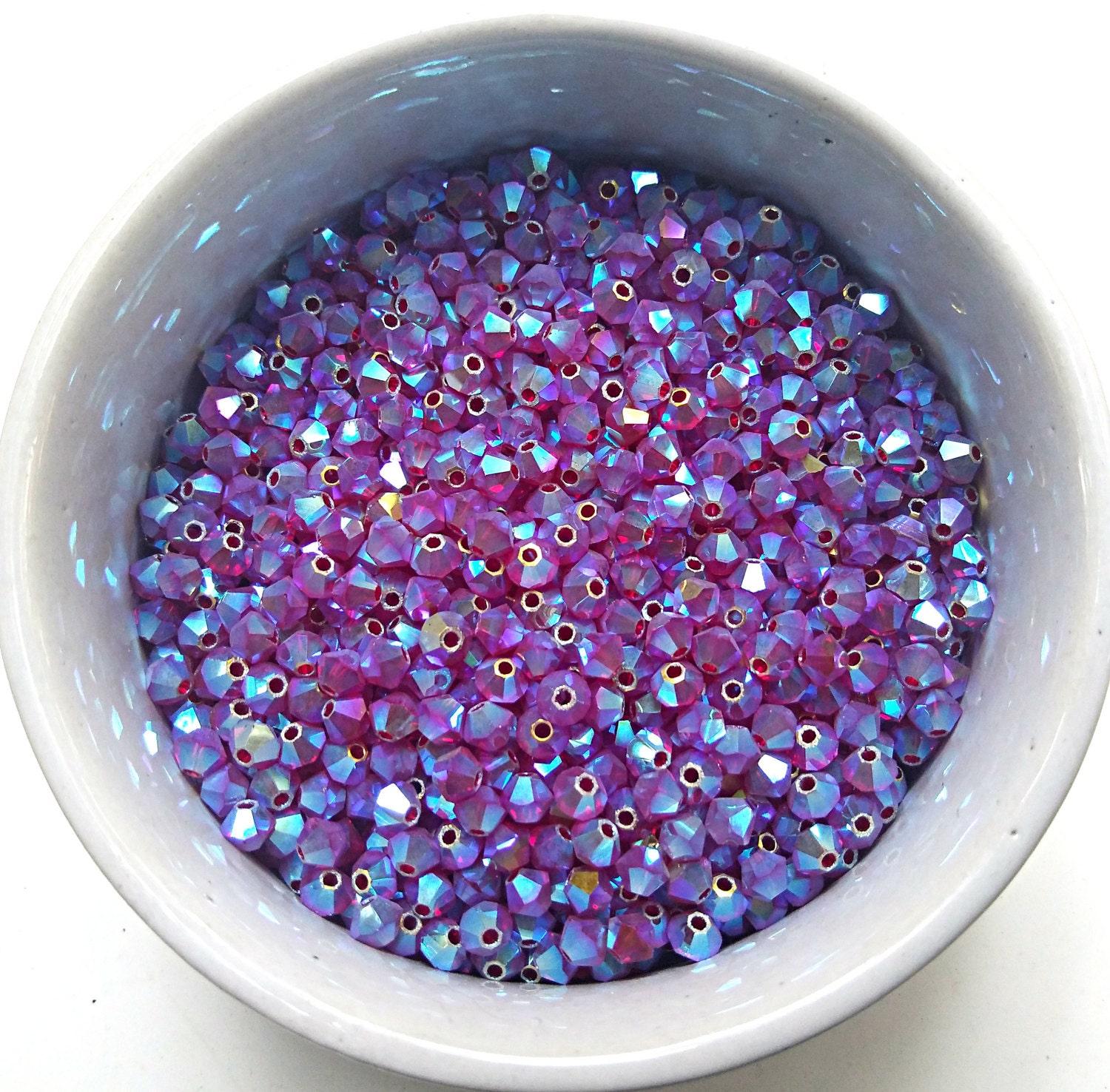 Swarovski 3/4mm Fuchsia AB 2X FC Bicones Rainbow Beads 36/72/144/432/720 Pieces jewelry making, embroidery materials, couture embellishments