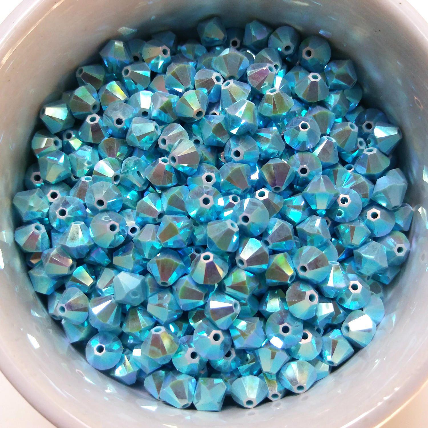 6mm Turquoise 2X Aurore Boreale Bicone beads Cuts 12/36/72/144/288 Pieces (267) SWAROVSKI ELEMENTS rainbow beads, jewelry making, findings