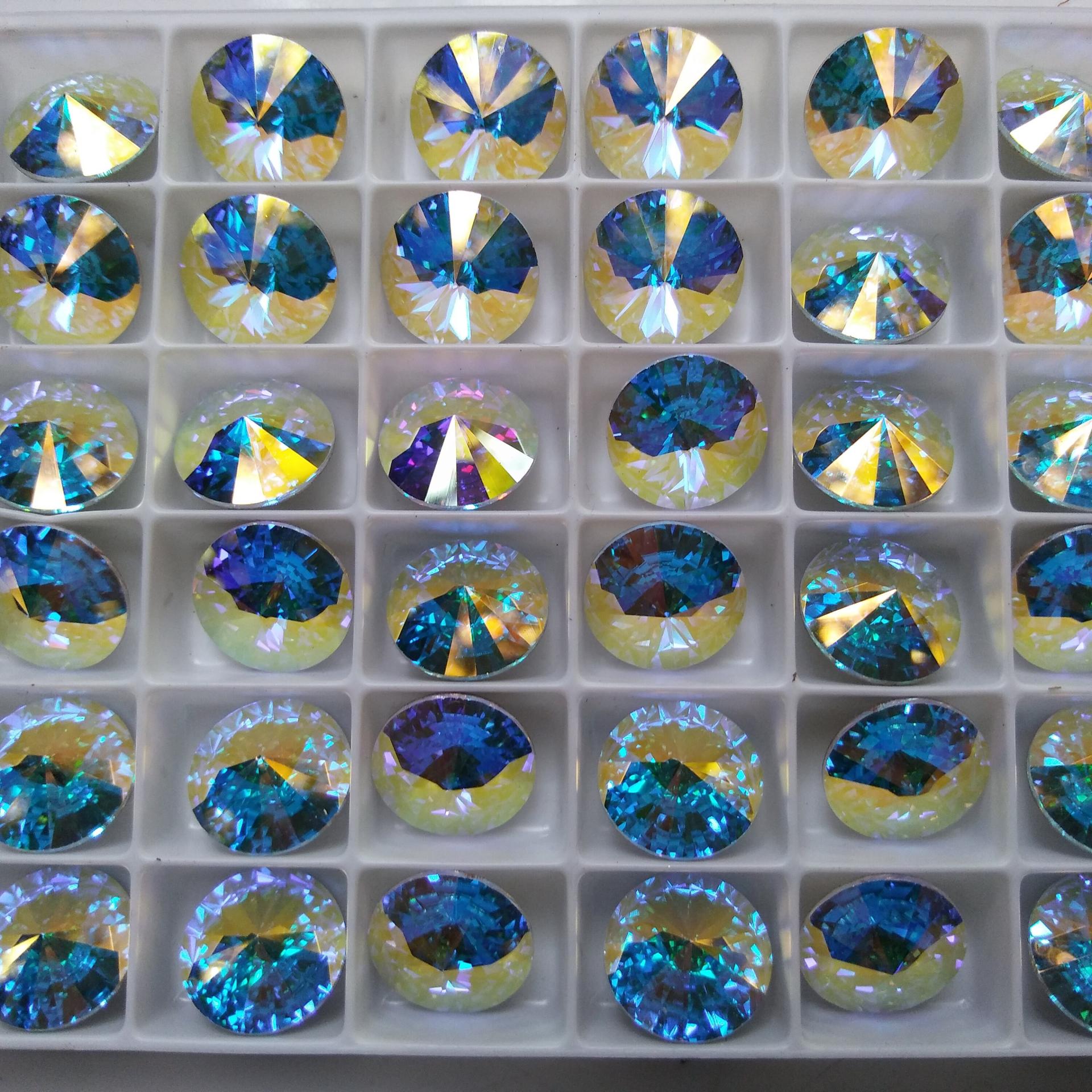 12mm Swarovski 1122 Rivoli Crystal Foiled in 28 Colours 6/12/24 Pieces PREMIUM Materials