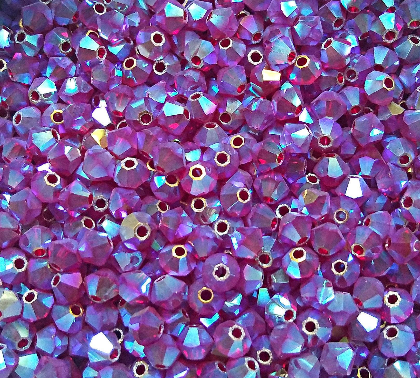 Swarovski 3/4mm Fuchsia AB 2X FC Bicones Rainbow Beads 36/72/144/432/720 Pieces jewelry making, embroidery materials, couture embellishments