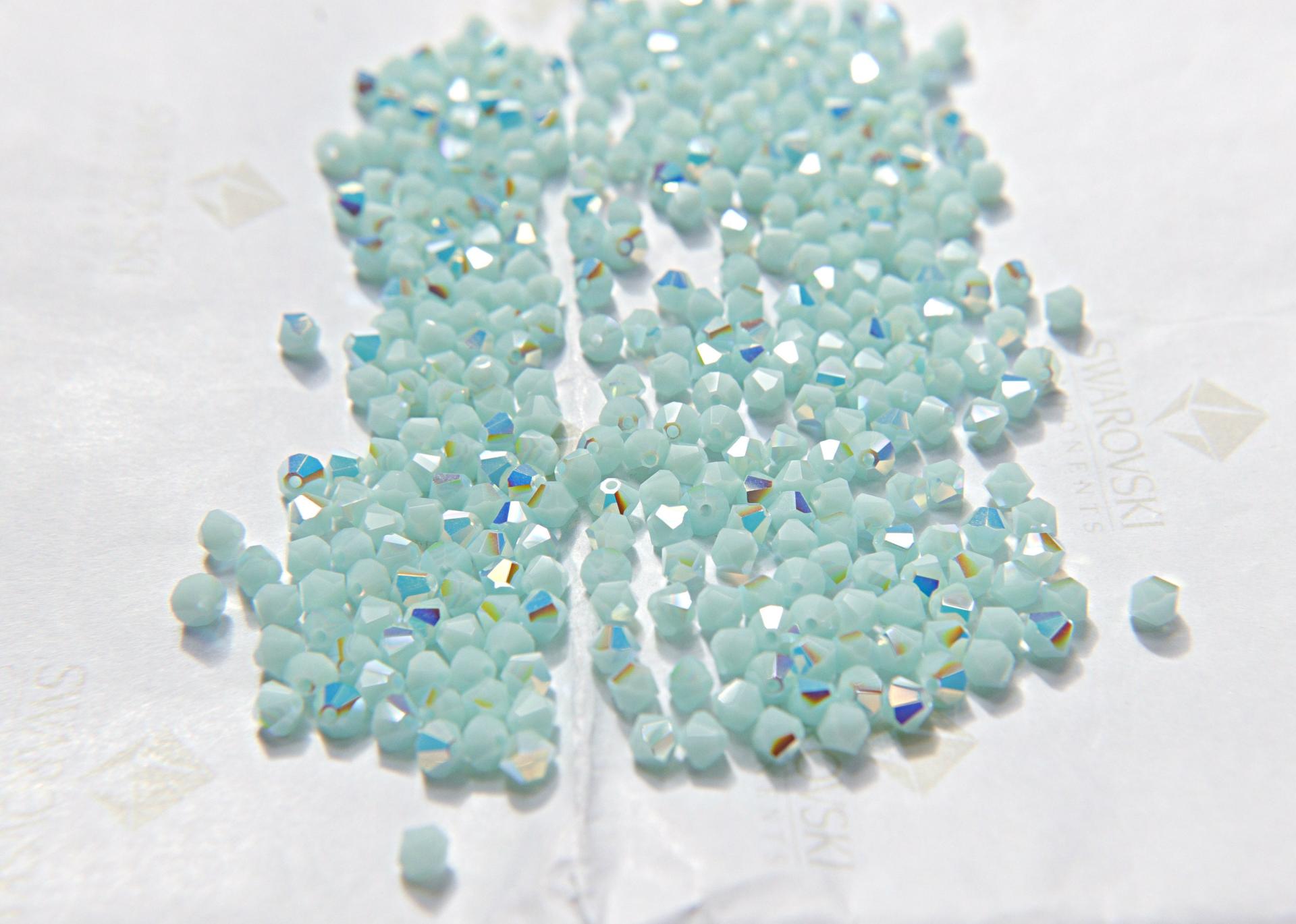 4mm Mint Alabaster Aurore Boreale Swarovski Bicone Cuts 36/72/144/432/720 Pieces embroidery materials, jewelry making