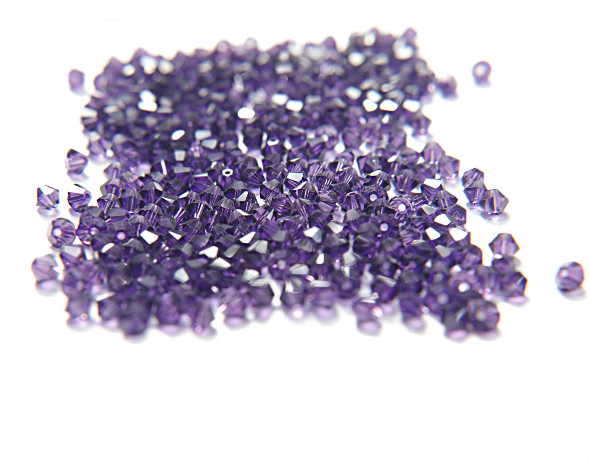 4/6MM Purple Velvet Swarovski Bicone Beads 20 Gross / 50 Gross (277) rare beads, jewelry supplies, embroidery materials, vintage supply