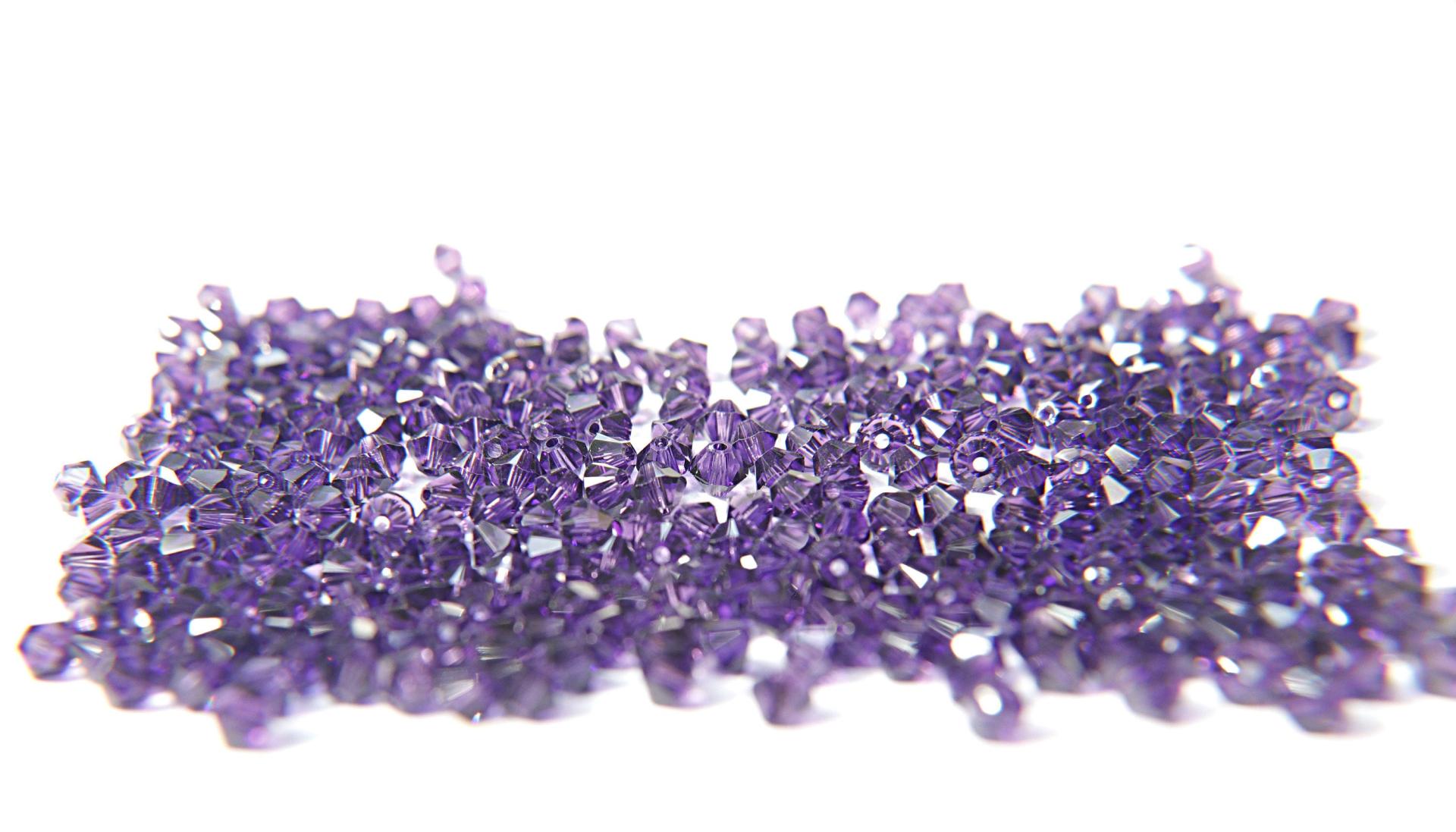 4/6MM Purple Velvet Swarovski Bicone Beads 20 Gross / 50 Gross (277) rare beads, jewelry supplies, embroidery materials, vintage supply