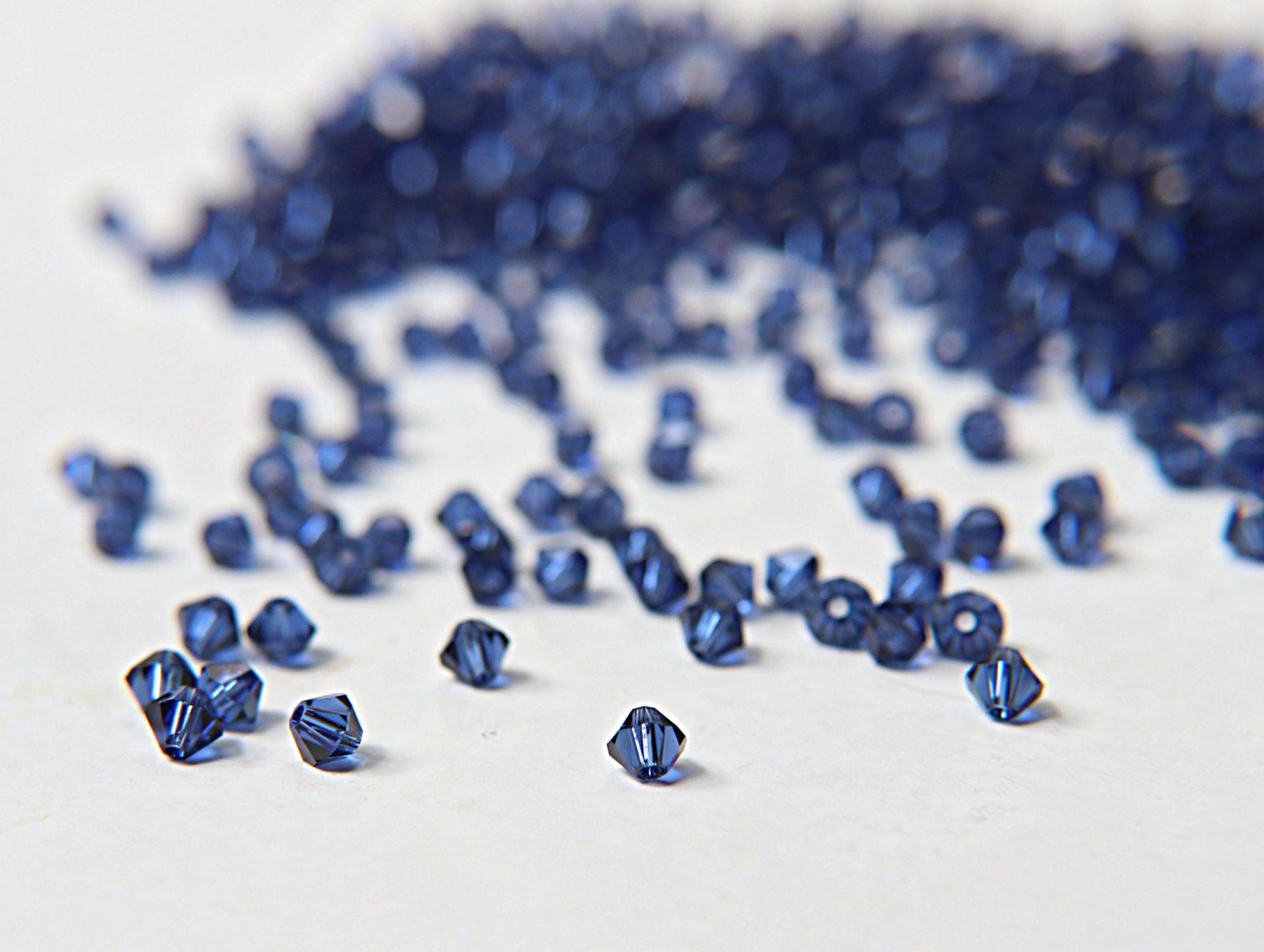 Dark Sapphire Swarovski Bicone beads (4mm)  36/72/144/432/720 Pieces VINTAGE SWAROVSKI, jewelry making, embroidery materials, craft supply