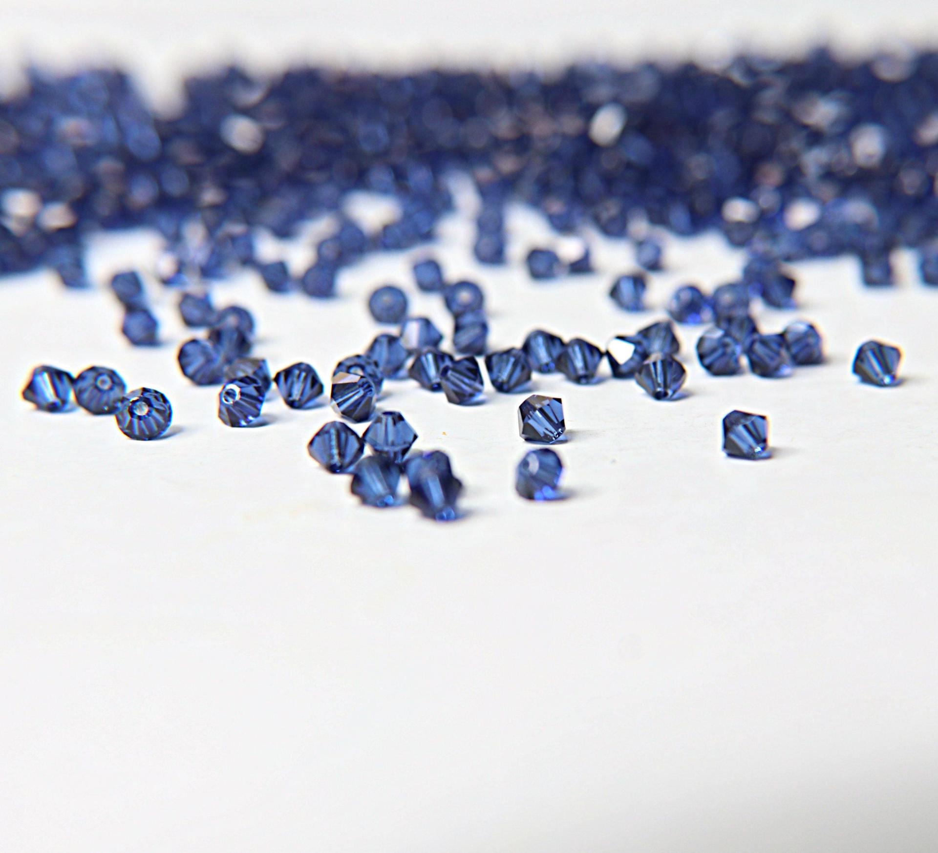 Dark Sapphire Swarovski Bicone beads (4mm)  36/72/144/432/720 Pieces VINTAGE SWAROVSKI, jewelry making, embroidery materials, craft supply