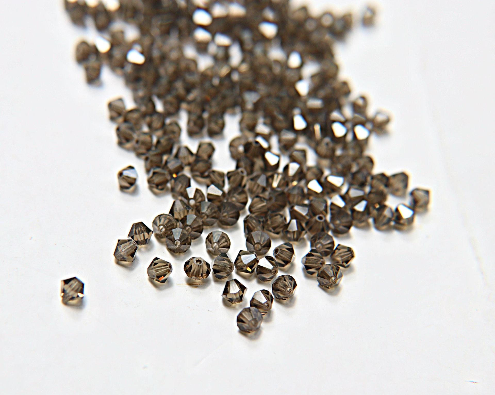 4mm Smoky Quartz Swarovski Bicone beads 50 Gross jewelry making beads (225) Rare findings, jewelry making, premium supplies