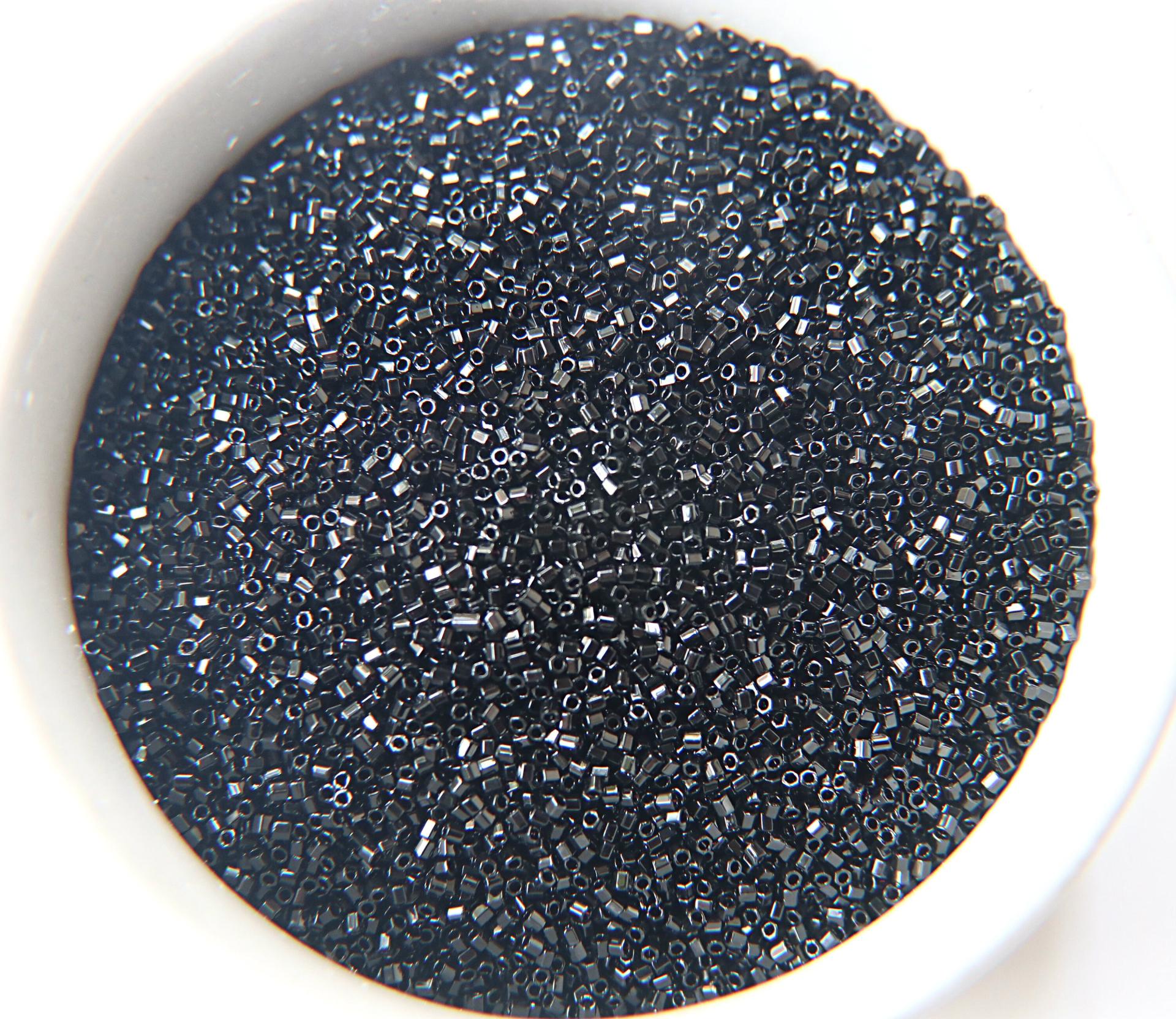 15/0 Miyuki Hex Cuts in Jet Black Japanese Beads 10/20/50/100 Grams embroidery premium materials