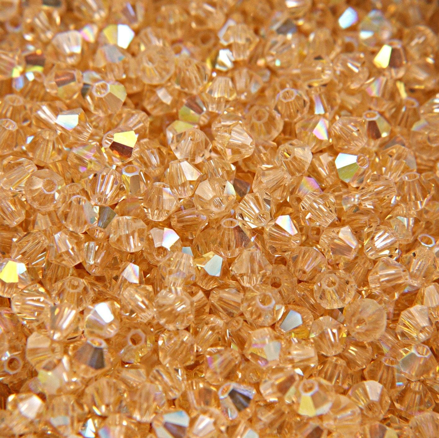 4mm Swarovski Light Peach AB Bicones beads 36/72/144/432/720 Pieces, rainbow beads, craft supplies, jewelry making