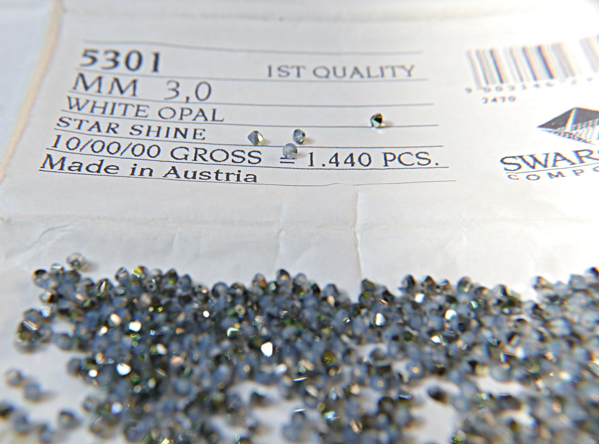 3mm White Opal Star Shine Swarovski Bicone Cuts 36/72/144/432/720 Pieces Jewelry findings, embroidery materials, jewelry, craft supplies
