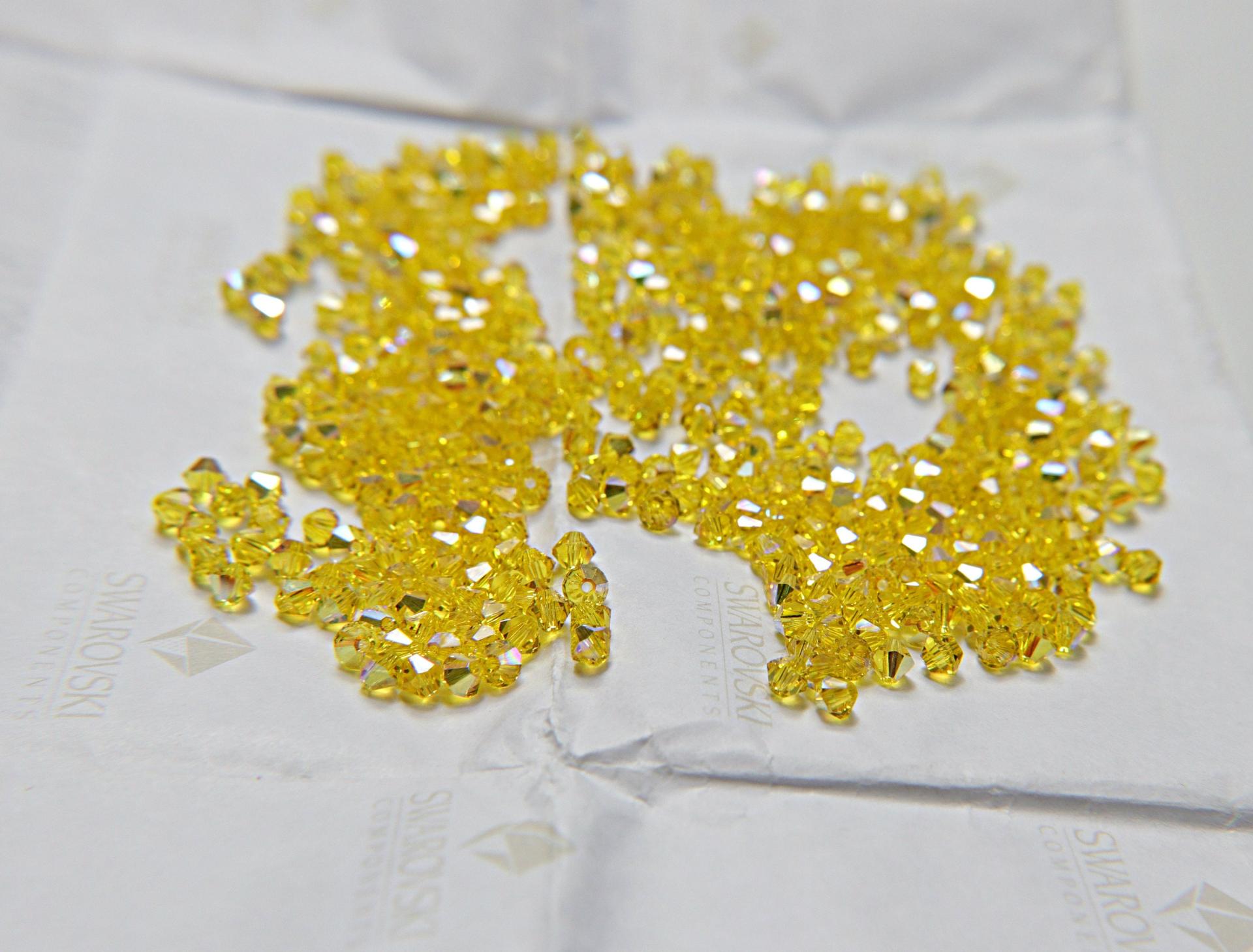 4mm Citrine Aurore Boreale Swarovski Bicone Cuts AB beads 36/72/144/432/720 Pieces rainbow beads, jewelry making, couture embellishments
