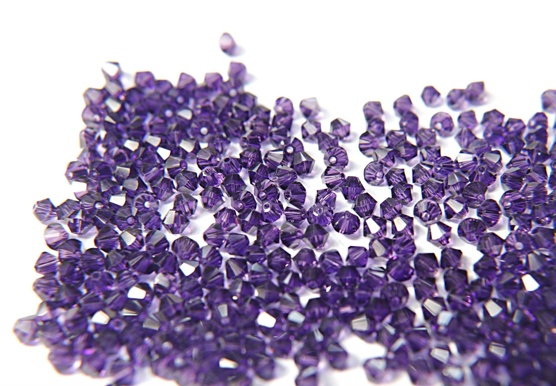 4/6MM Purple Velvet Swarovski Bicone Beads 20 Gross / 50 Gross (277) rare beads, jewelry supplies, embroidery materials, vintage supply
