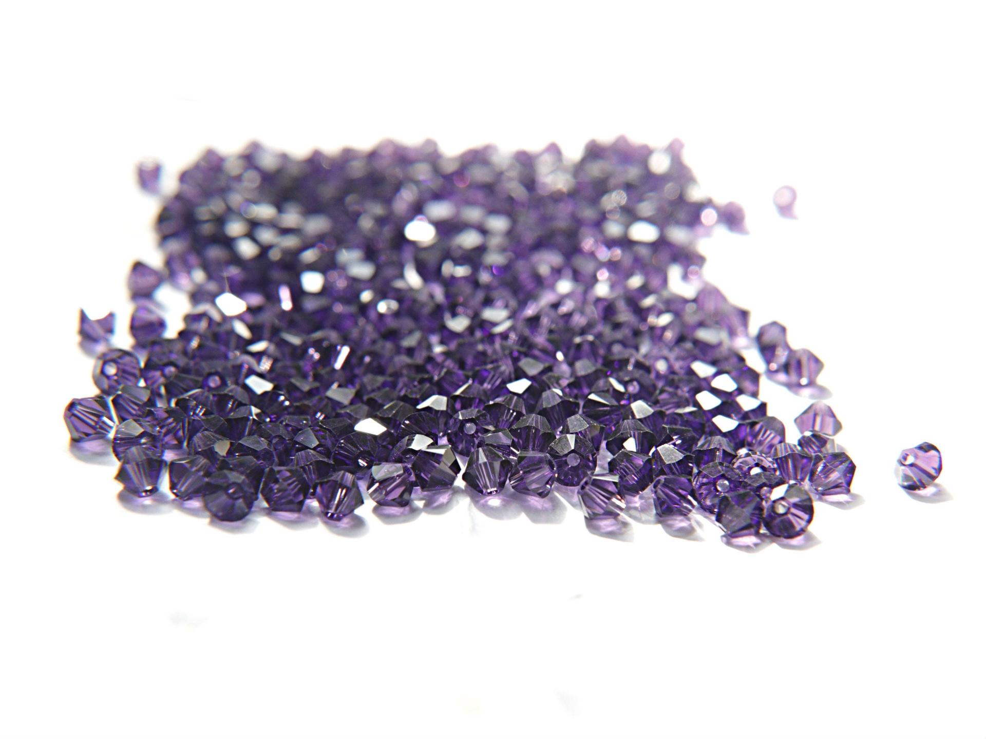 4/6MM Purple Velvet Swarovski Bicone Beads 20 Gross / 50 Gross (277) rare beads, jewelry supplies, embroidery materials, vintage supply