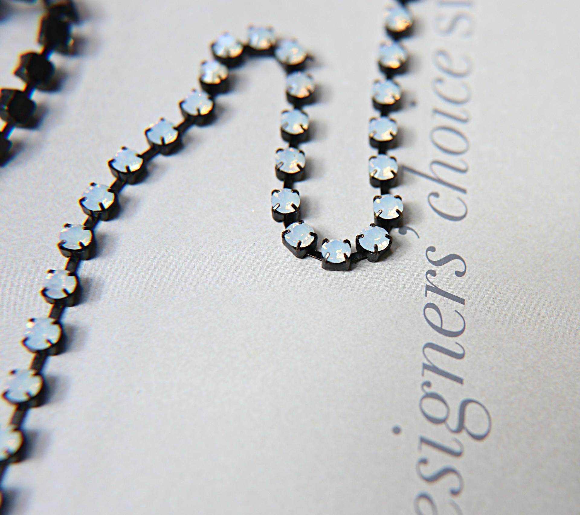 16ss Rhinestone Chain Swarovski White Opal Black base 4mm 1/2/5/15 Meters Wedding Bridal Supplies|Jewelry Making|Decoration, Vintage supply