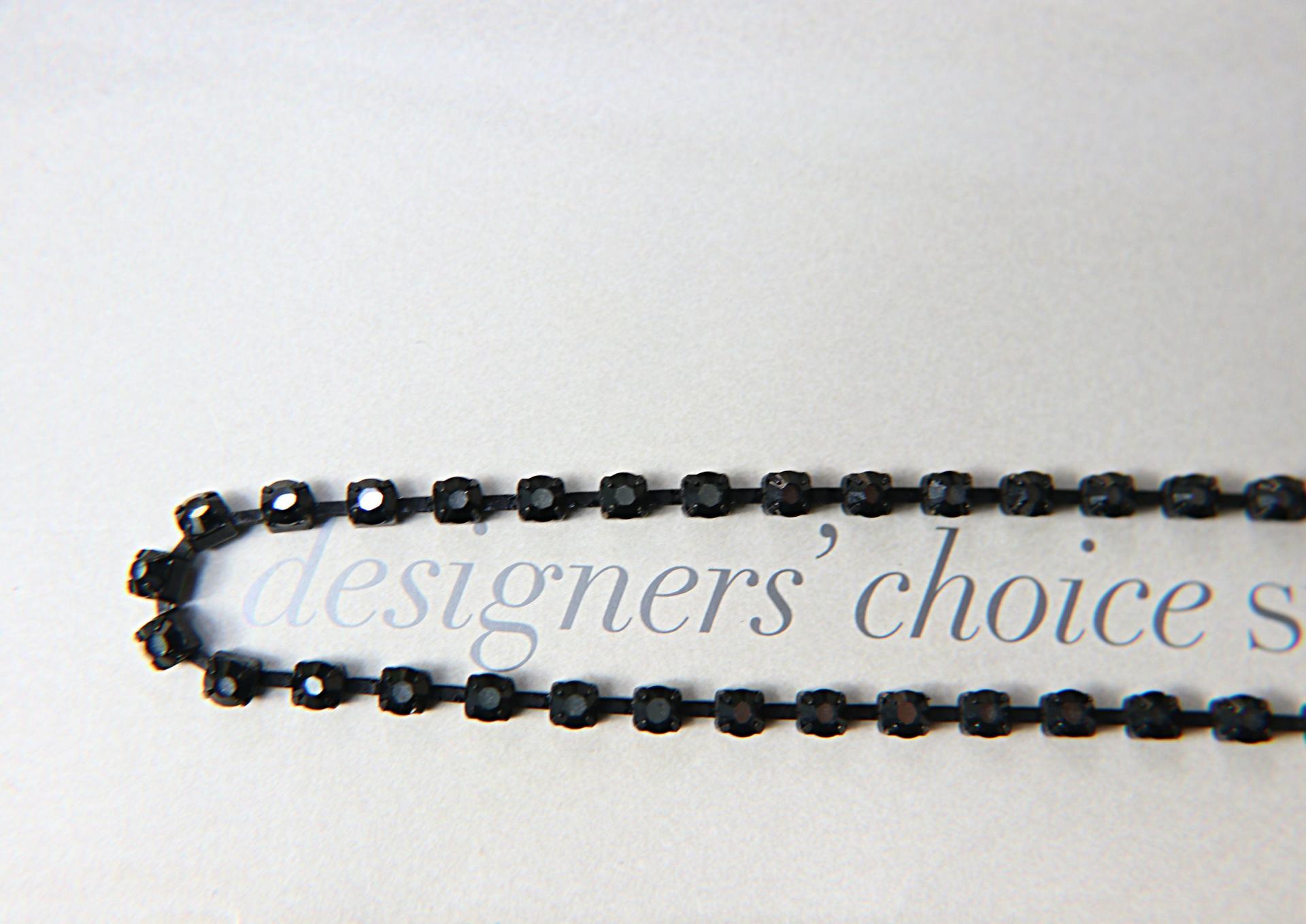 16ss Swarovski 2088 Chain in Flat Back Rare Cosmojet (4mm) 0.5/1/2/5 Meters Vintage Black Settings, decorations, craft supplies, designer
