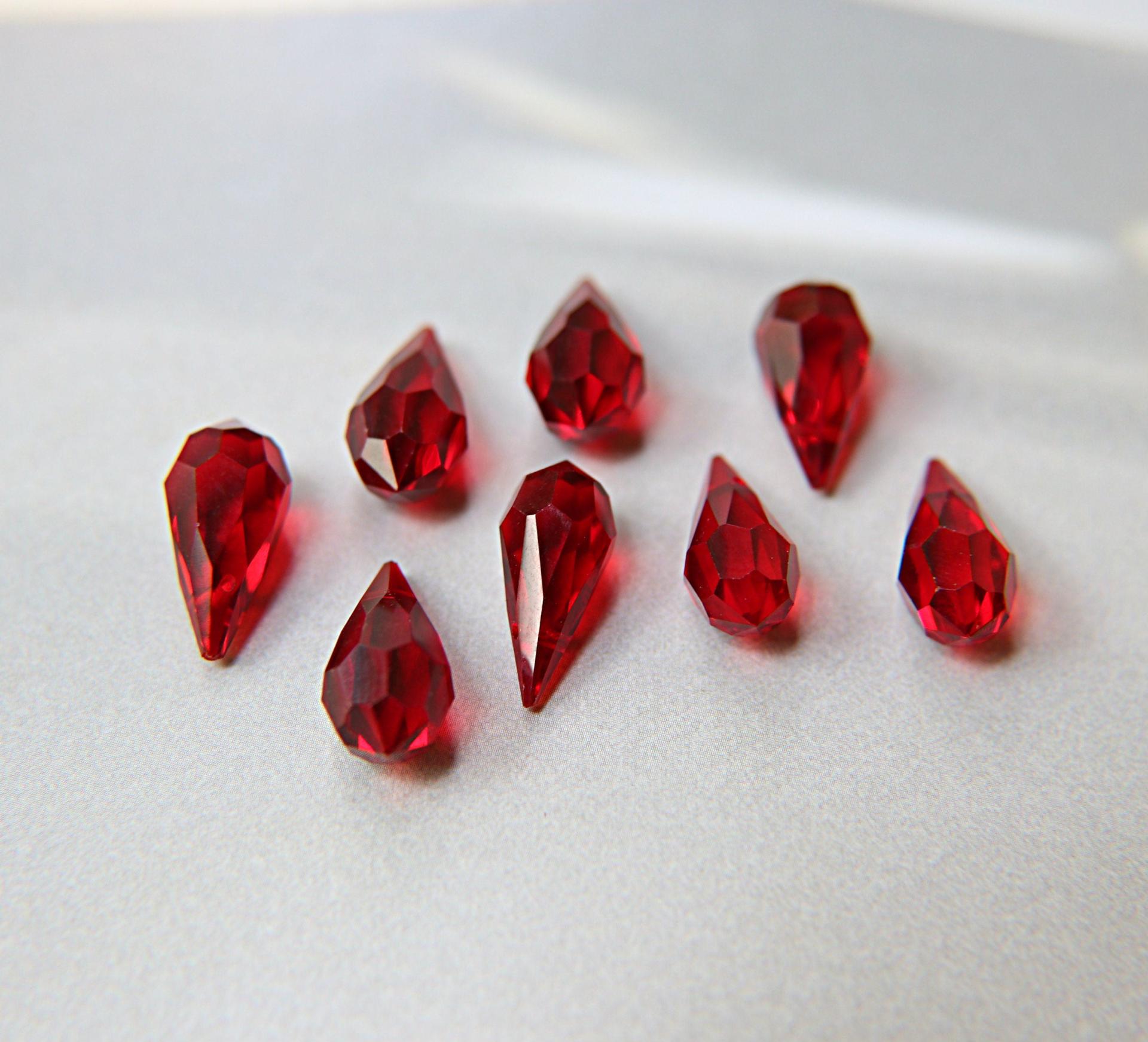 Vintage Czech Siam crystal Drops 18 x 9 MM Fancy Crystal drops 3/12/36 Pieces