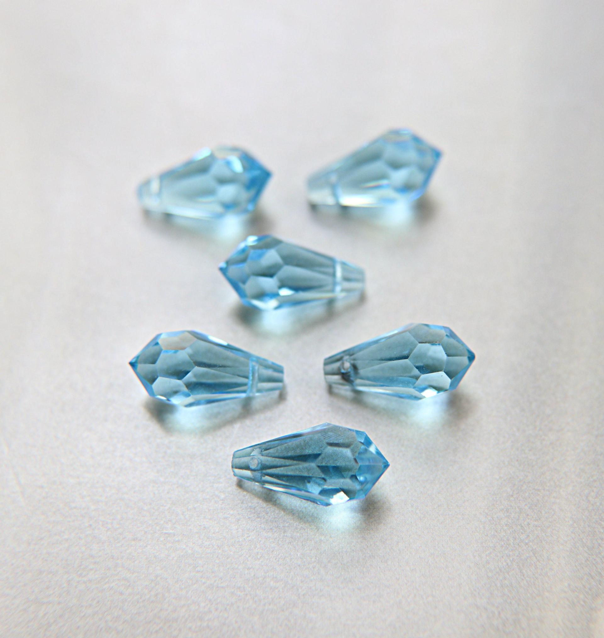 Vintage Czech Aquamarine crystal Drops 18x9 MM Fancy Crystal drops 3/12/36 Pieces