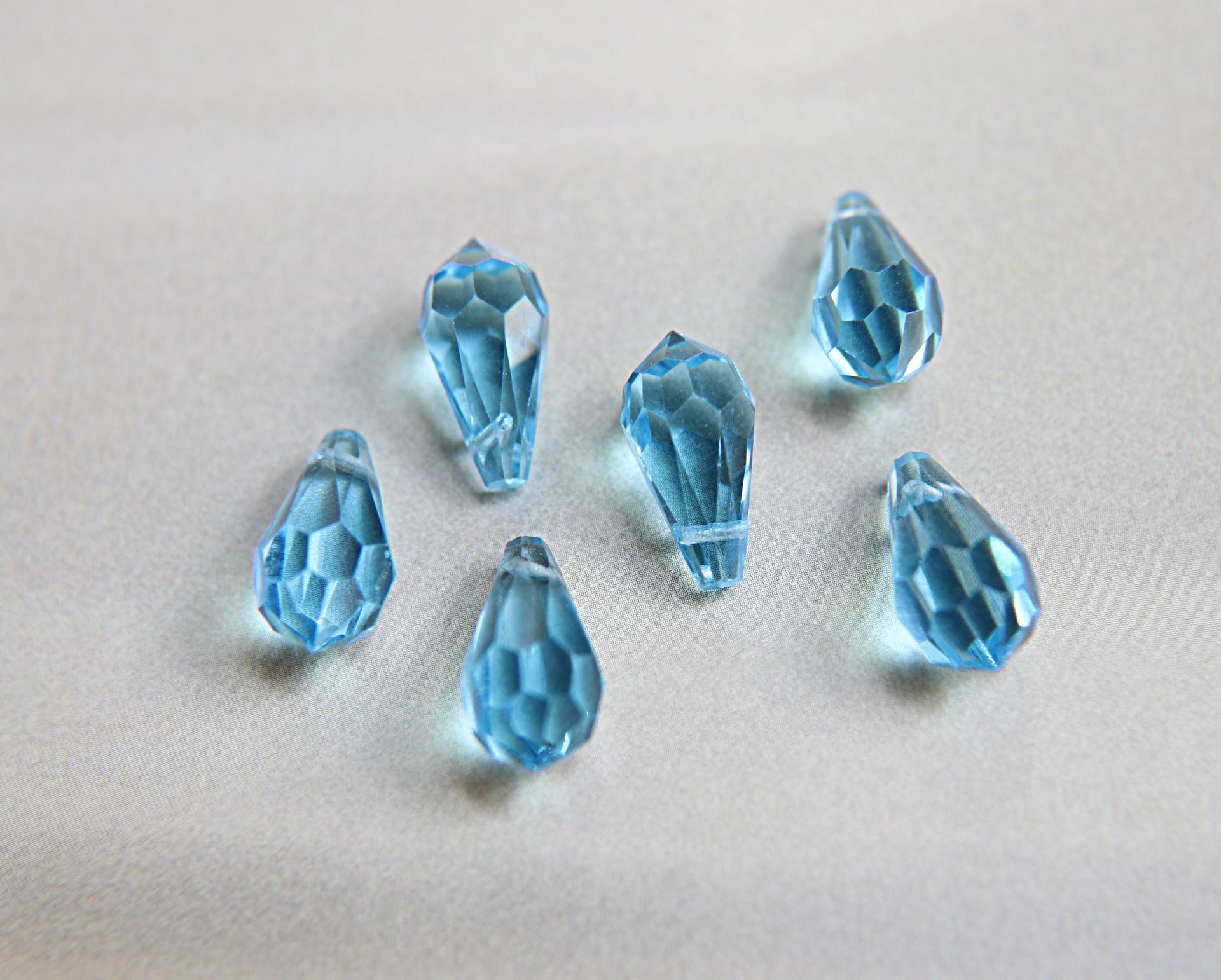 Vintage Czech Aquamarine crystal Drops 18x9 MM Fancy Crystal drops 3/12/36 Pieces