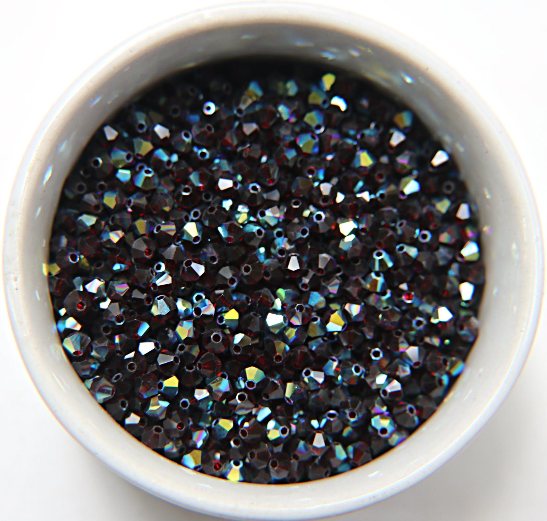 Swarovski (3/4mm) Garnet Aurore Boreale (241) Bicones 36/72/144/432/720 Pieces Jewelry making beads, PREMIUM BEADS, sew materials, couture