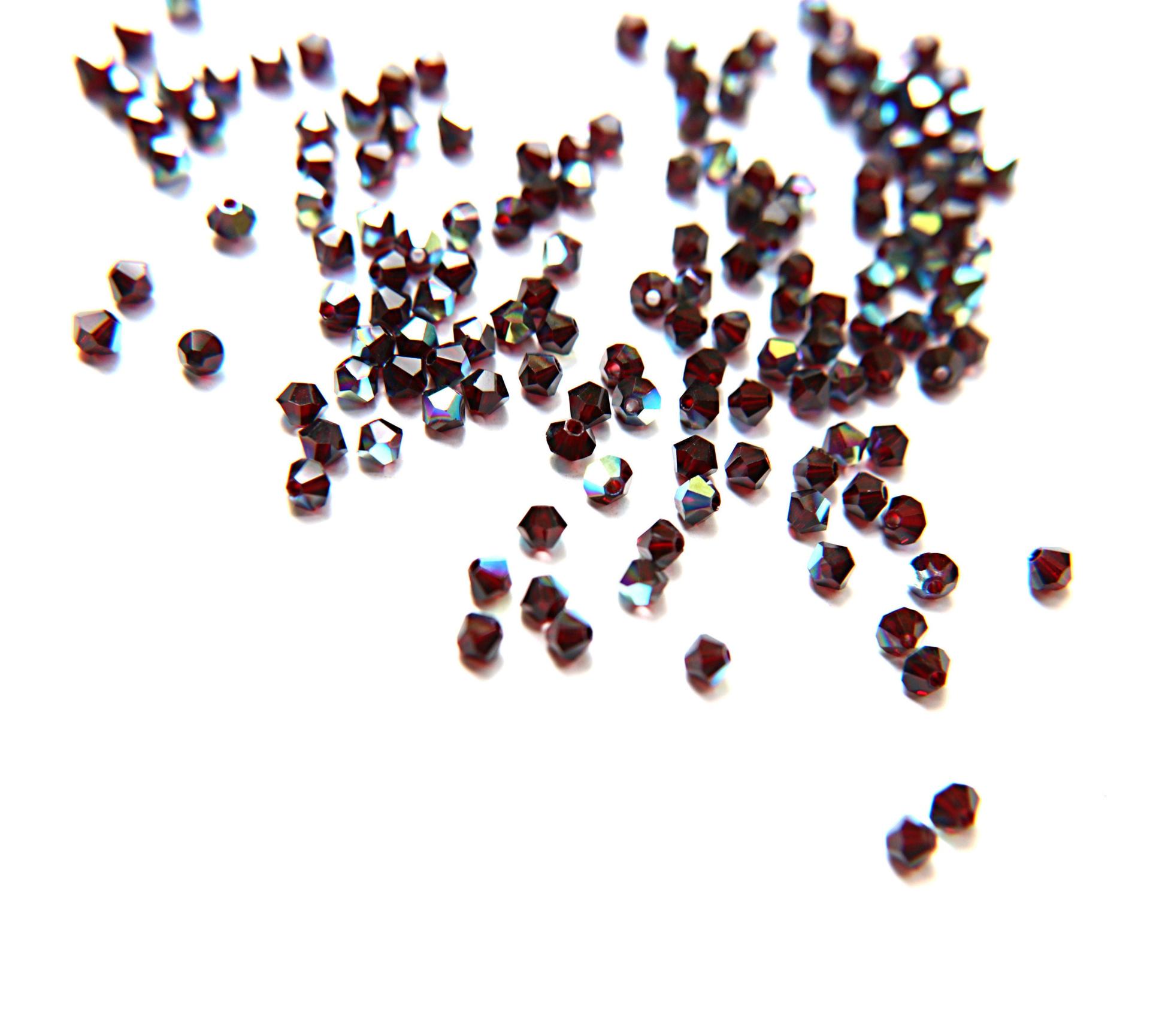 Swarovski (3/4mm) Garnet Aurore Boreale (241) Bicones 36/72/144/432/720 Pieces Jewelry making beads, PREMIUM BEADS, sew materials, couture