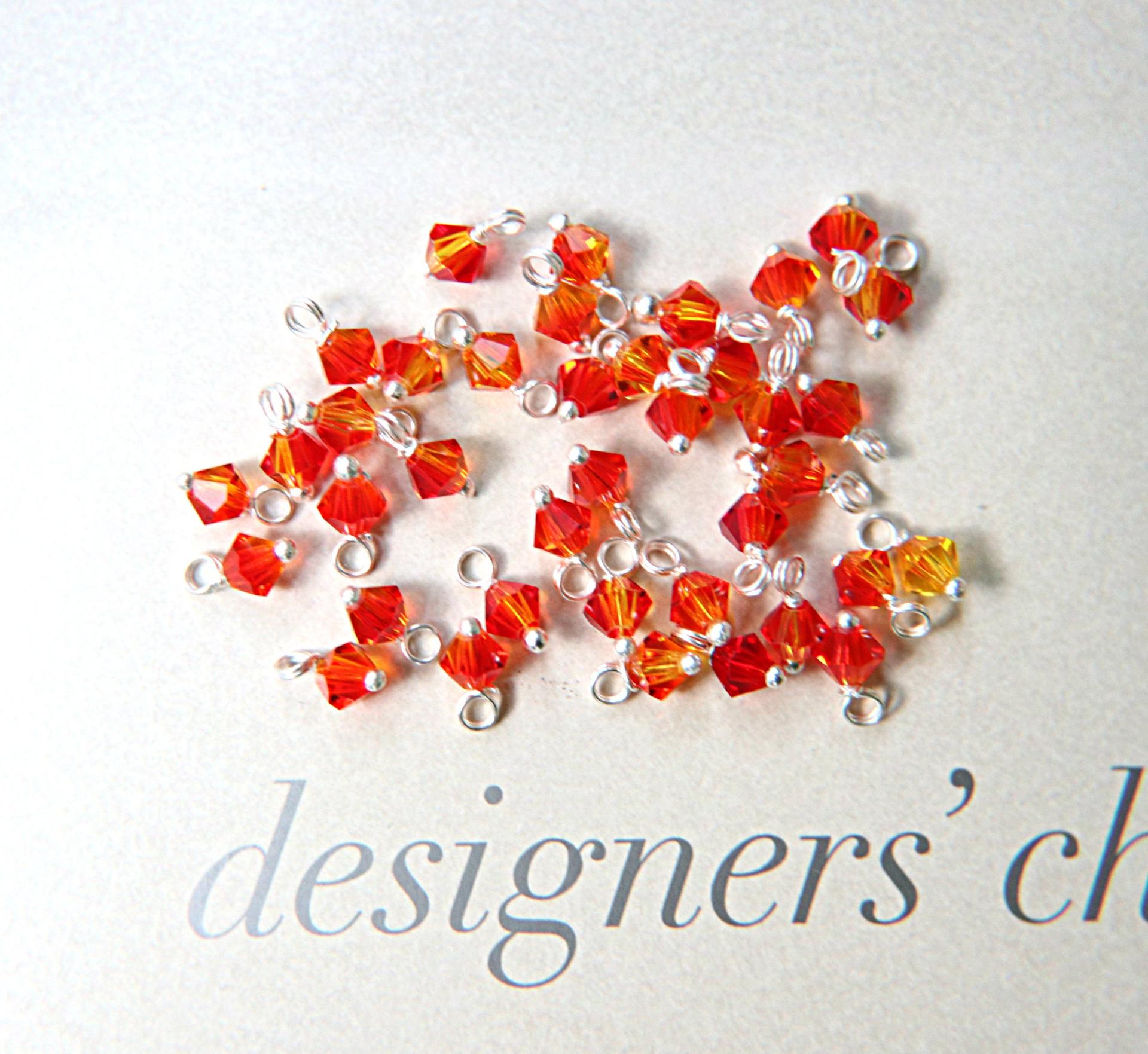 4mm Swarovski Fireopal crystal dangles in Sterling Silver wire wrapped- charms- drops- jewelry making 72/144/432/1000Pieces