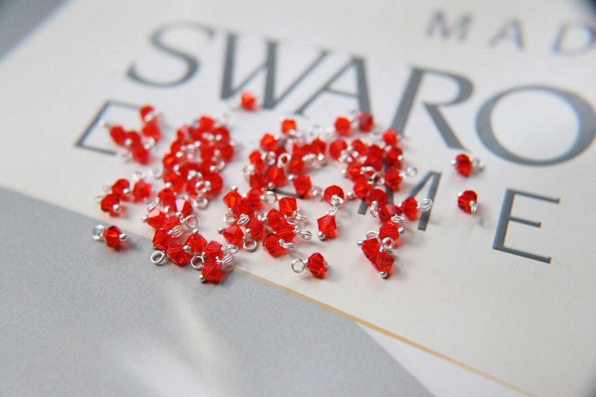 4mm Swarovski Hyacinth crystal dangles in Sterling Silver wire wrapped- charms- drops- jewelry making 72/144/432/1000Pieces