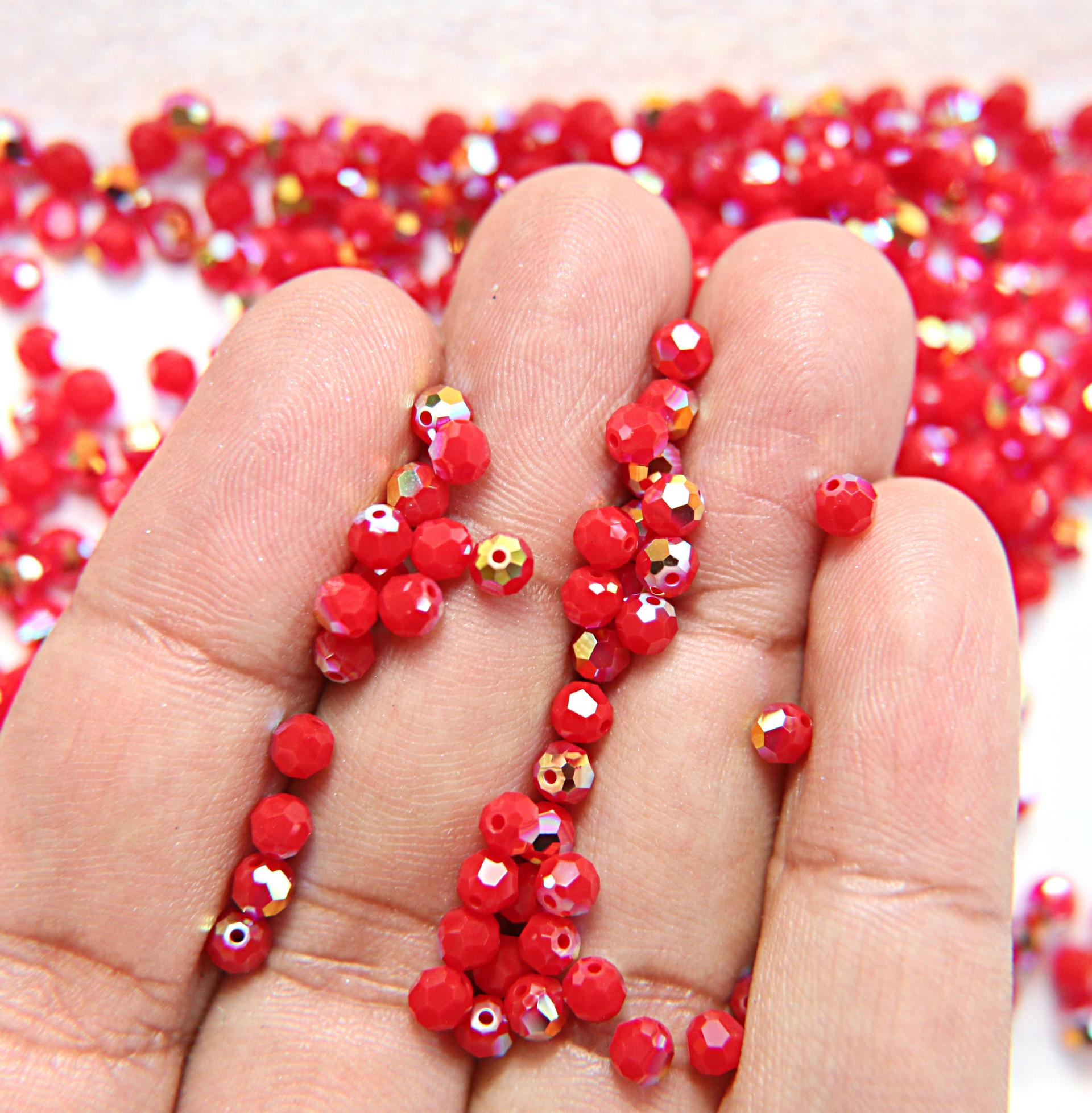 4mm Swarovski 5000  Dark Red Coral Aurore Boreale Faceted Round Beads 6/12/36/72/144/288/720/1440 Pieces Jewelry making beads