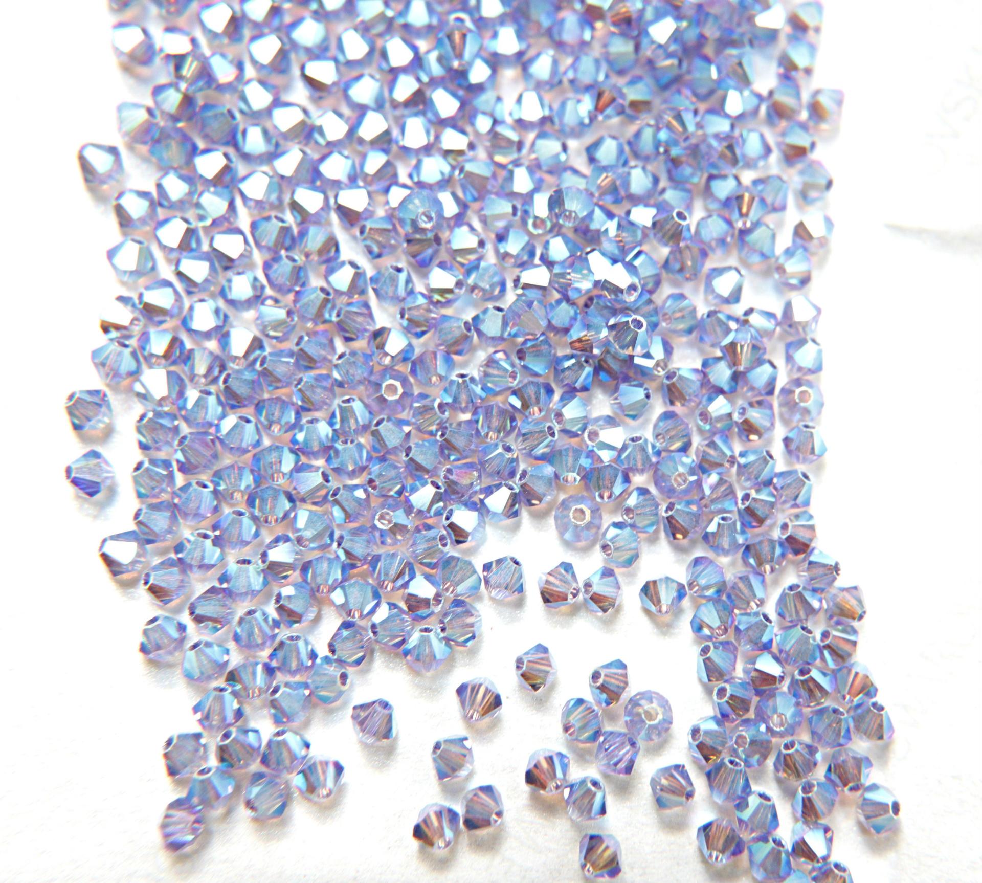 Swarovski (3/4mm) Tanzanite AB 2X FC Bicones Rainbow Beads 36/72/144/432/720 Pieces (539) jewelry making, embroidery materials