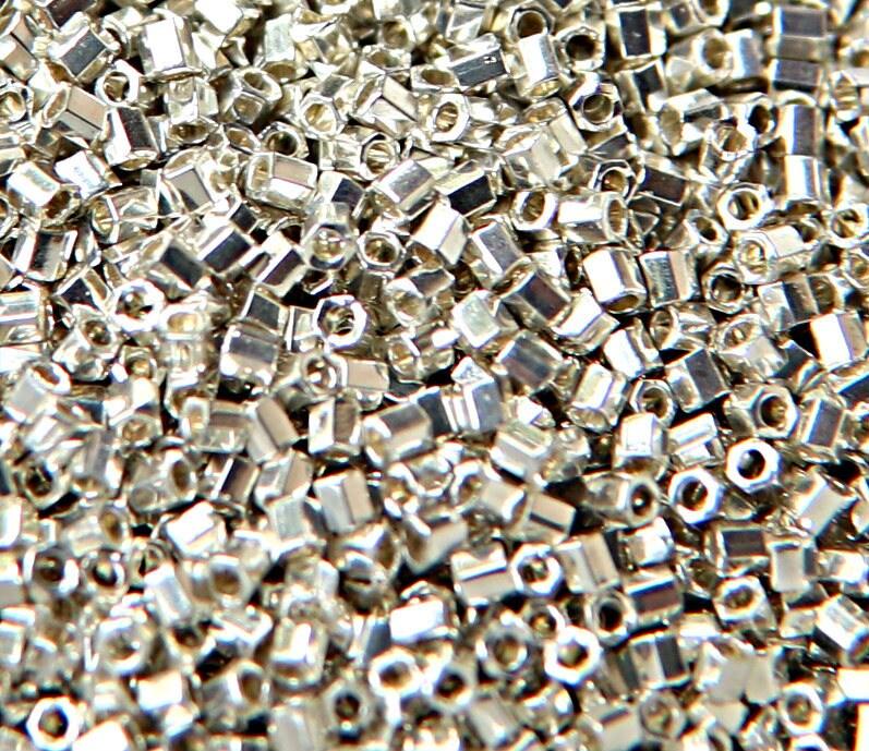 Miyuki Delica Hex Cut small Metallic Galvanised Silver Japanese Beads 10/20/50/100 Grams jewelry making, sterling beads, couture embroidery