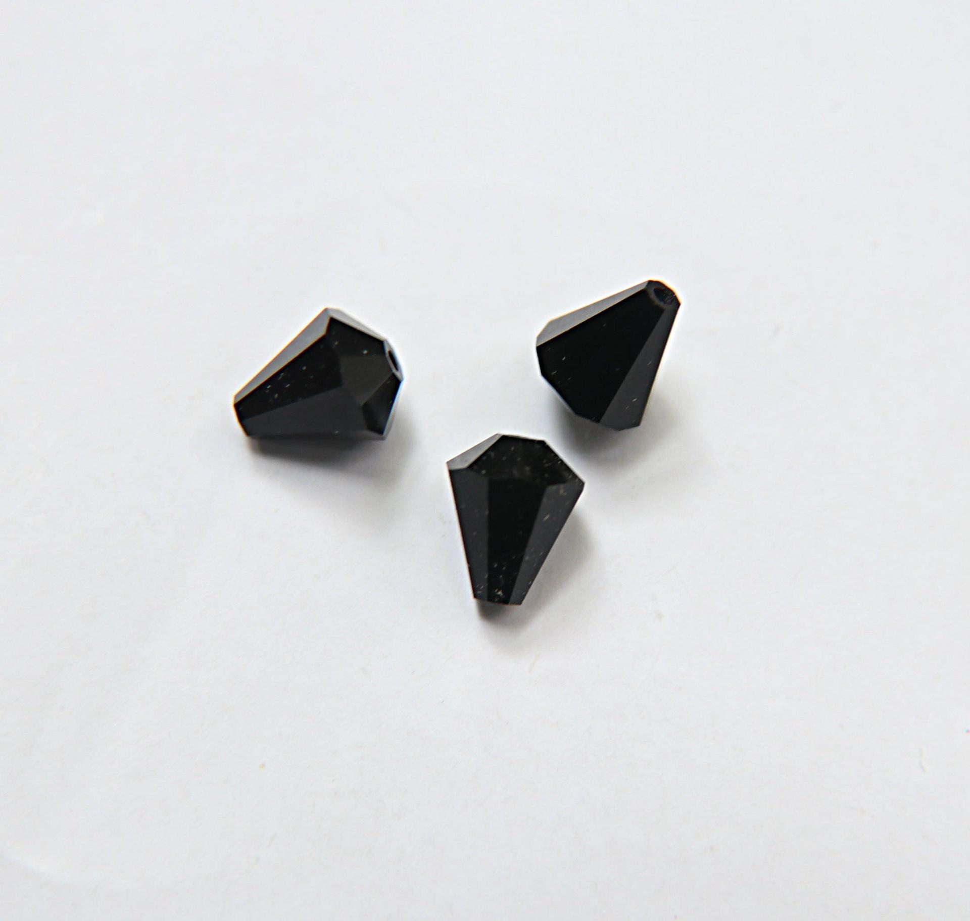 9x8MM Jet Preciosa Bell Beads Vintage 6/24/72 Pieces Article 451 56 301 fancy beads, jewelry making beads, vintage black crystal chandelier