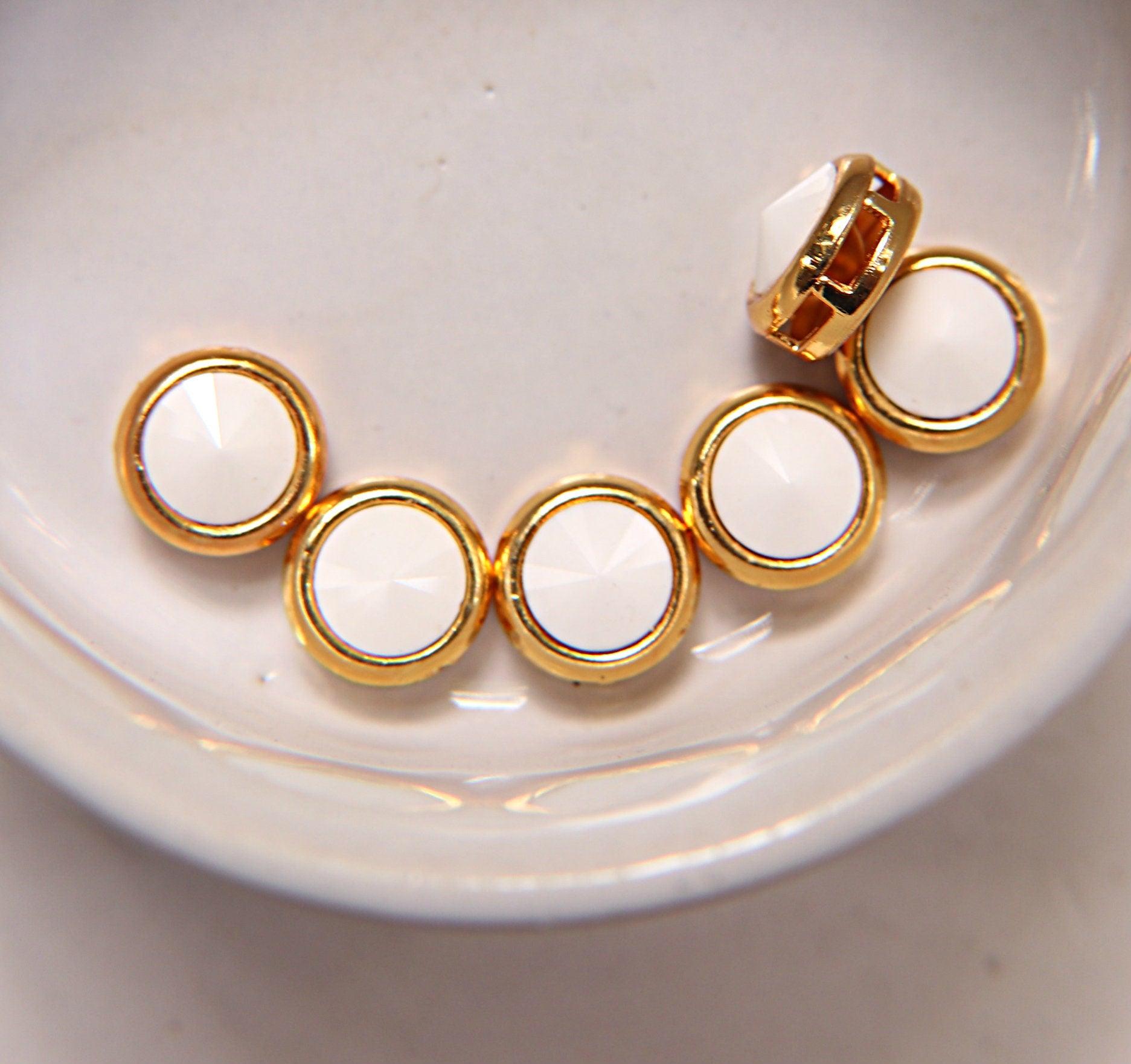 Swarovski 39ss Rivoli Sewon Settings in Chalk White 6/12/36 Pieces GOLD SETTINGS, Metal findings, vintage components, jewelry making