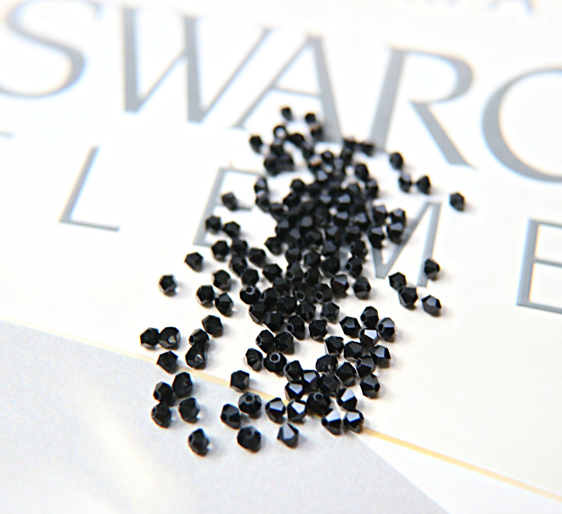 3mm Jet Black Swarovski Bicone Beads 36/72/144/432/720 Pieces (280) Jewelry findings, embroidery materials, jewelry making, craft supplies