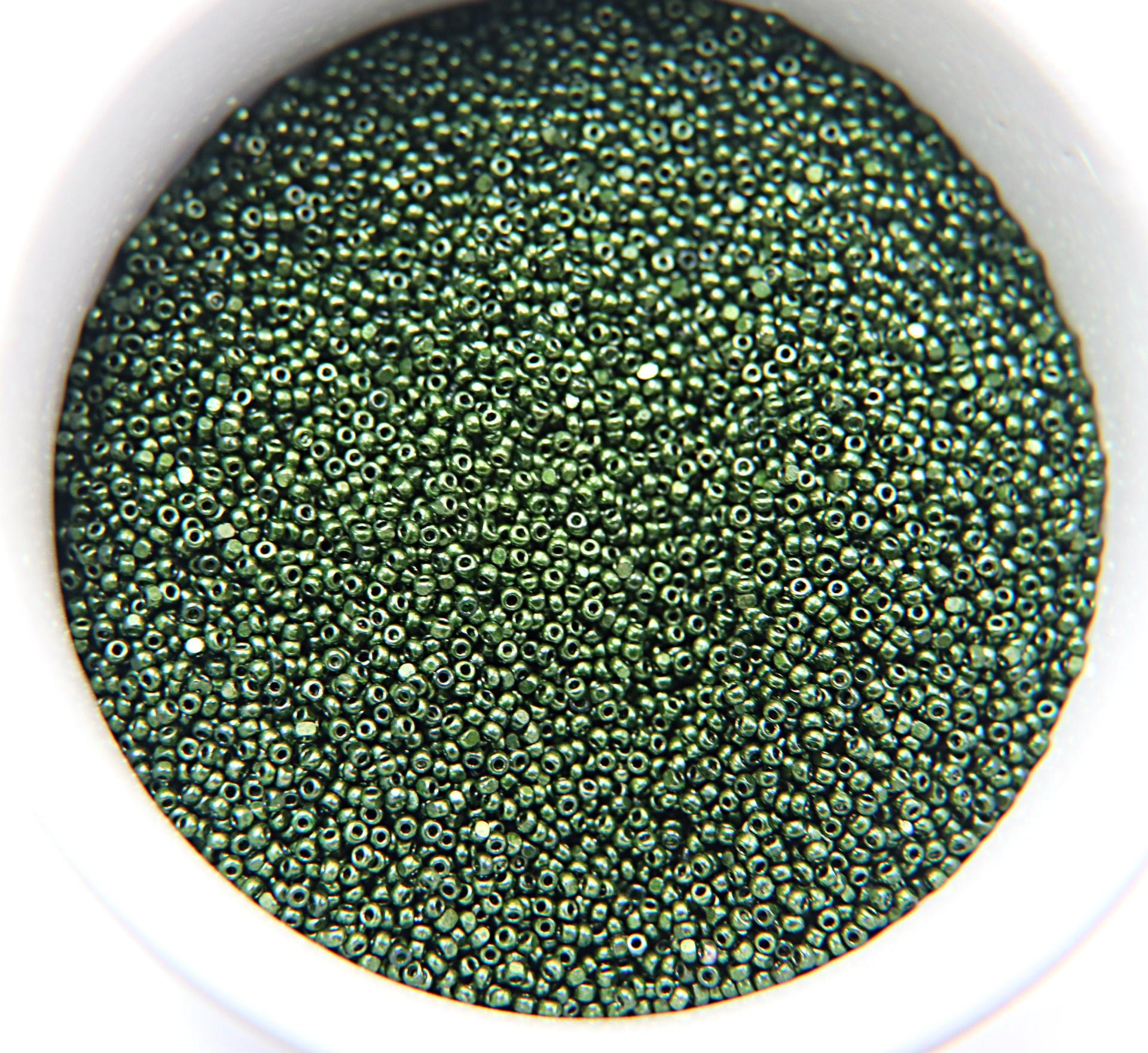 13/0 Charlotte Cut Beads Metallic Fern Green 5/10/20/50/250/500 Grams craft supplies, jewelry making, embroidery materials, vintage beads
