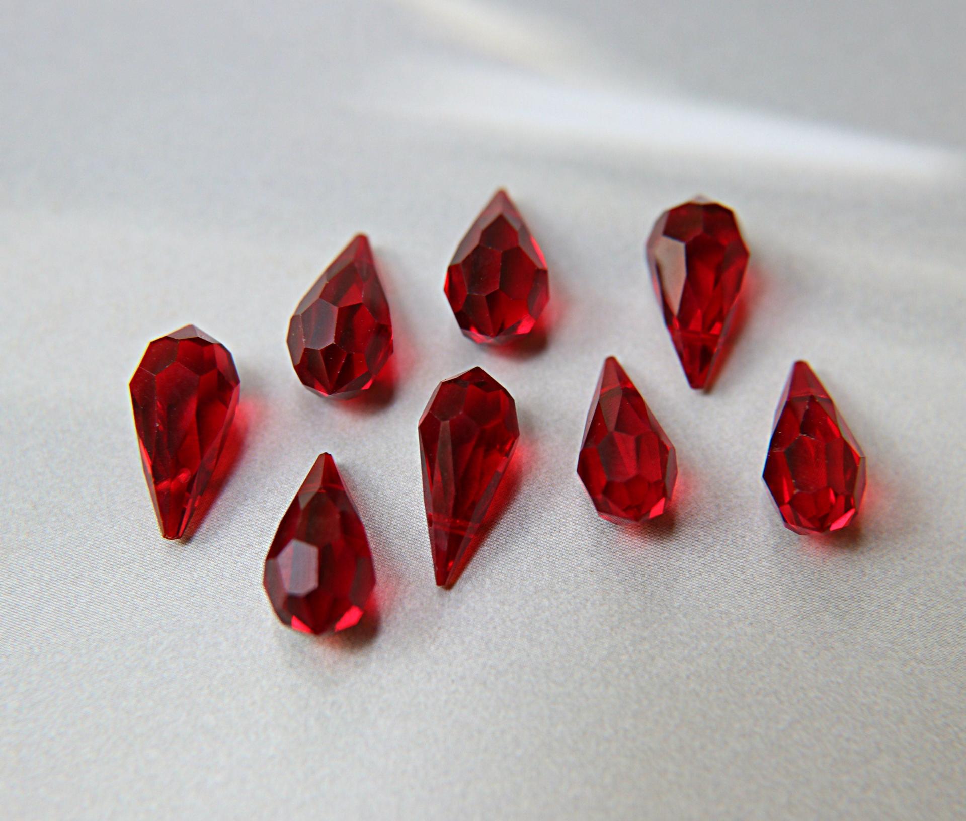 Vintage Czech Siam crystal Drops 18 x 9 MM Fancy Crystal drops 3/12/36 Pieces