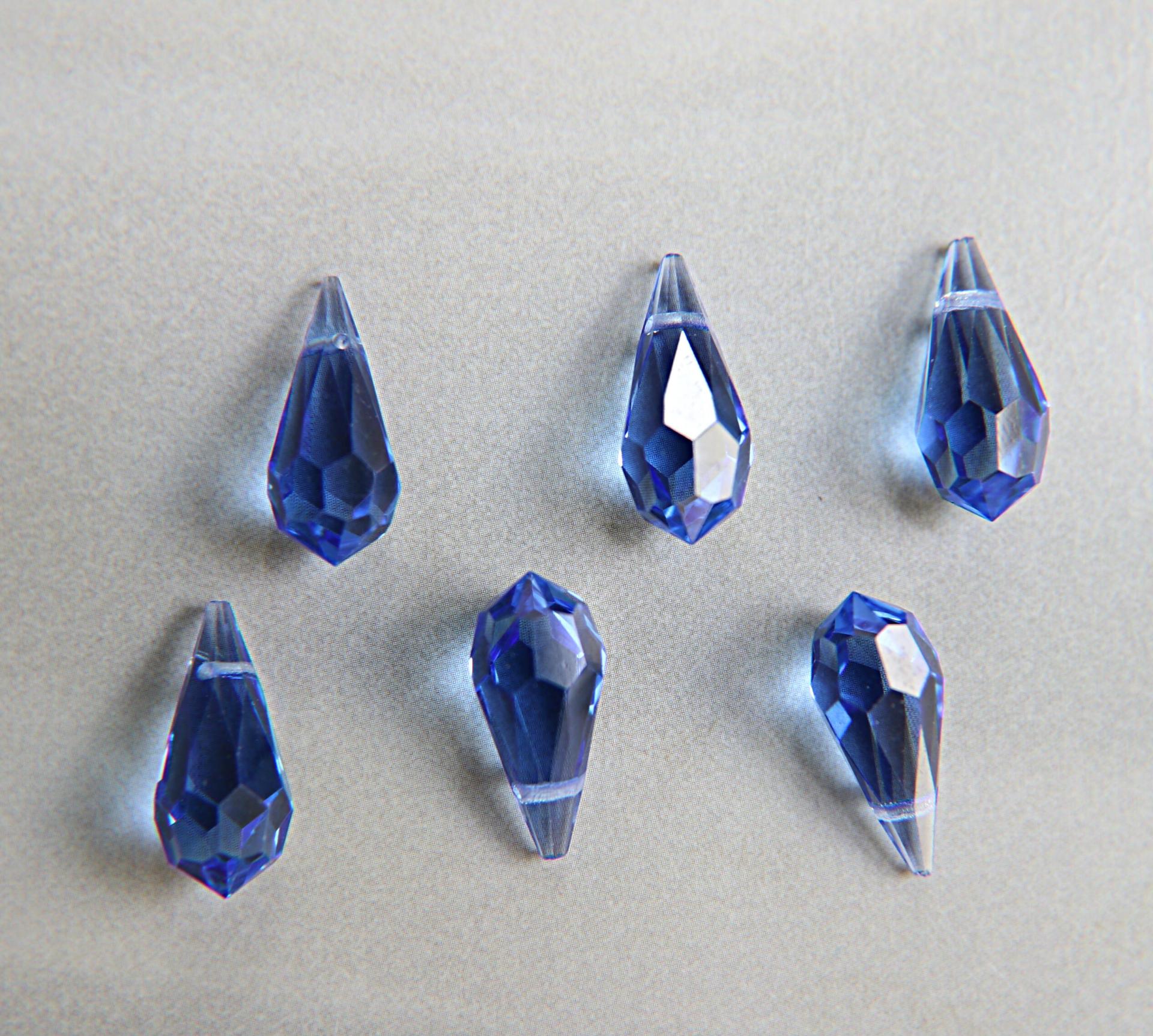Vintage Czech Sapphire crystal Drops 18x9 MM Fancy Crystal drops 3/12/36 Pieces